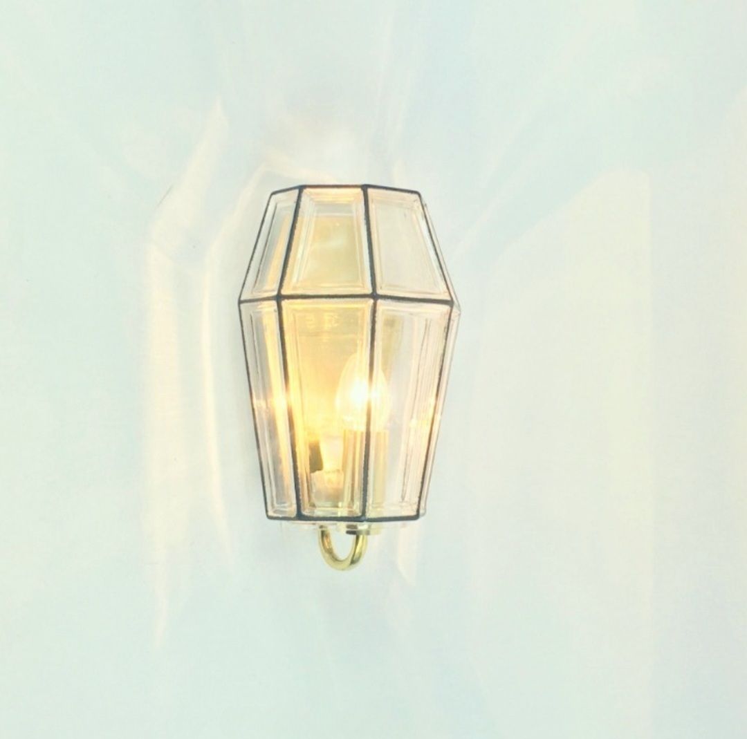 Set van 4 mid-century modern glazen en messing wandlampen van Limburg, Duitsland, jaren 1960/1970 photo Verlichting