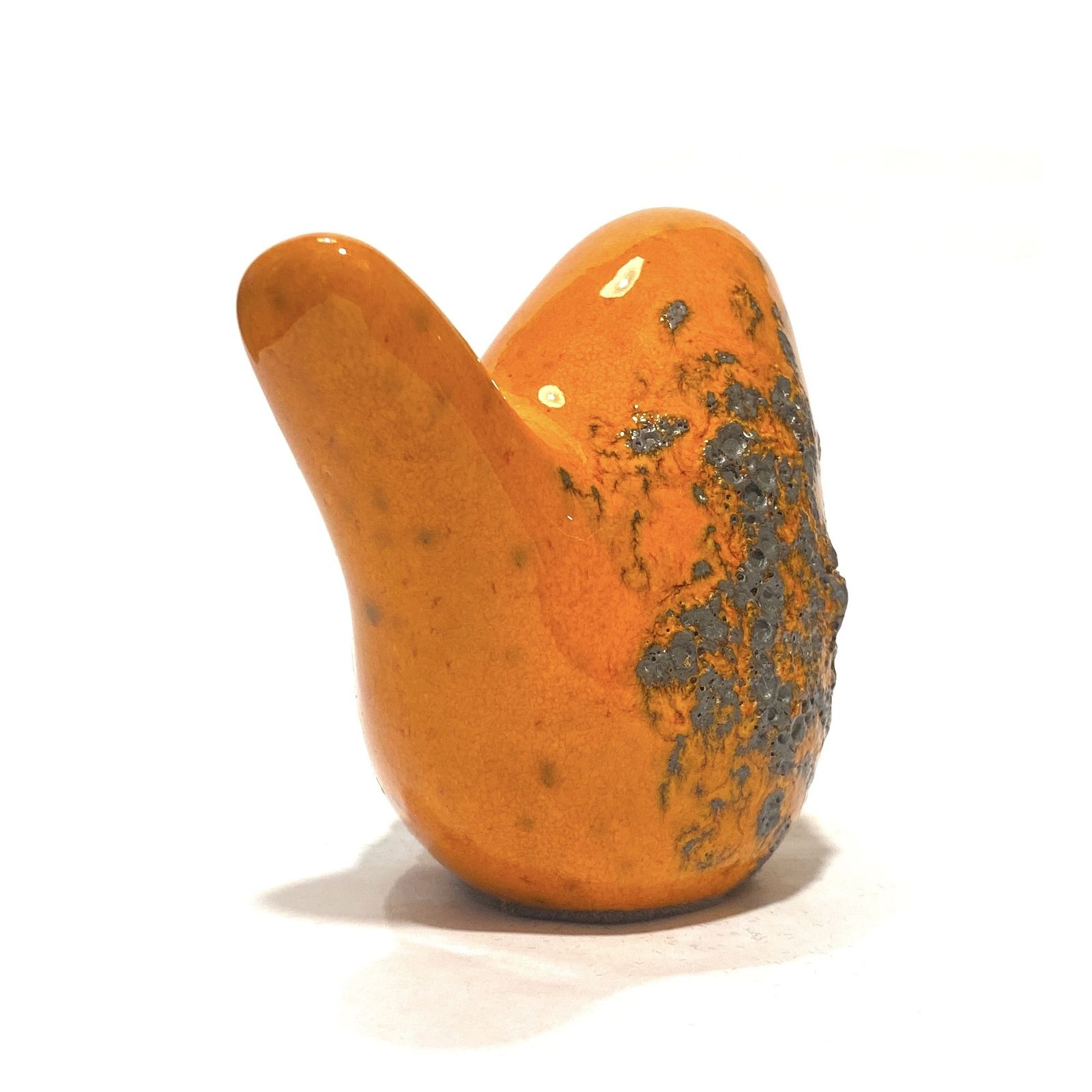 Otto Keramik vogel in oranje Fat Lava-glazuur, keramisch ornament in West German Pottery-stijl photo furniture