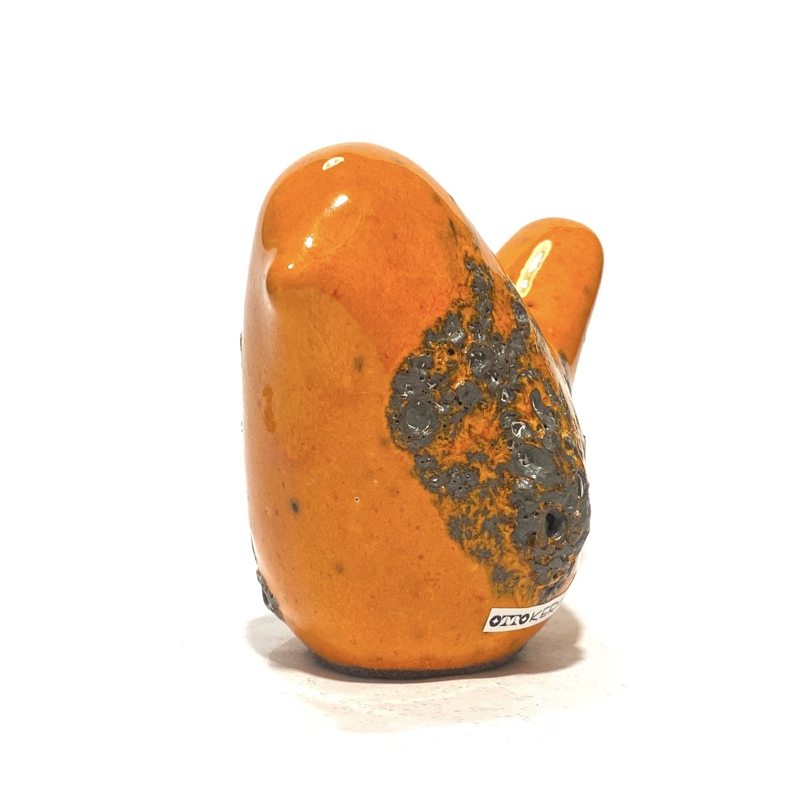 Otto Keramik vogel in oranje Fat Lava-glazuur, keramisch ornament in West German Pottery-stijl photo Woonaccessoires