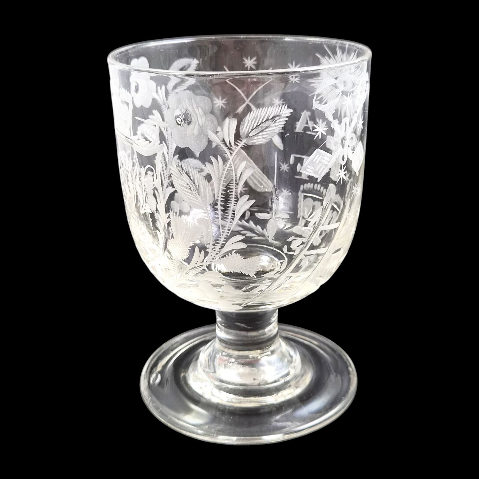 North East English Engraved Gaof Lead Glass Rummer, C.1820–1830 photo vinterior
