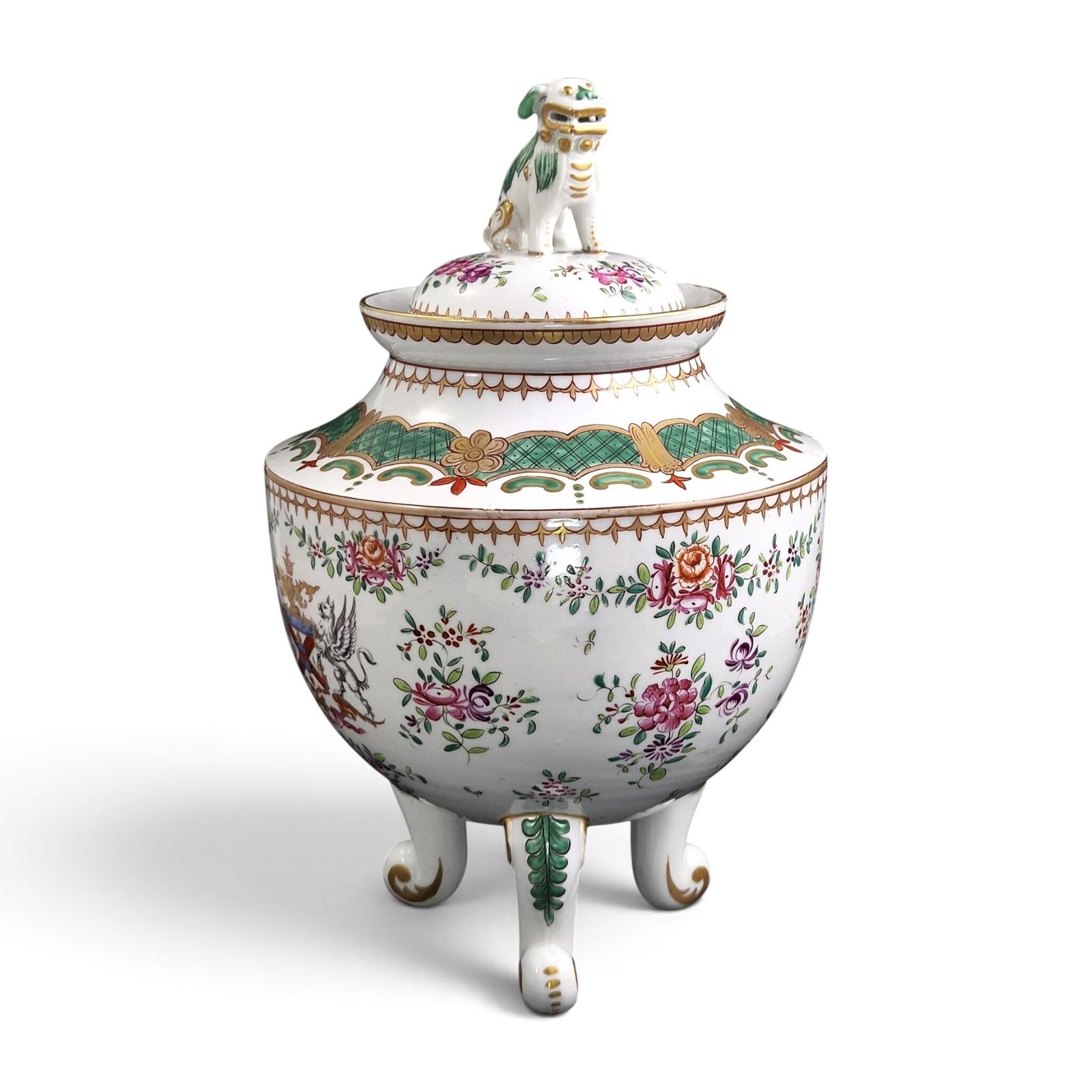 Franse Samson Paris Chinoiserie Armorial Vaas met Deksel, 1880-1890