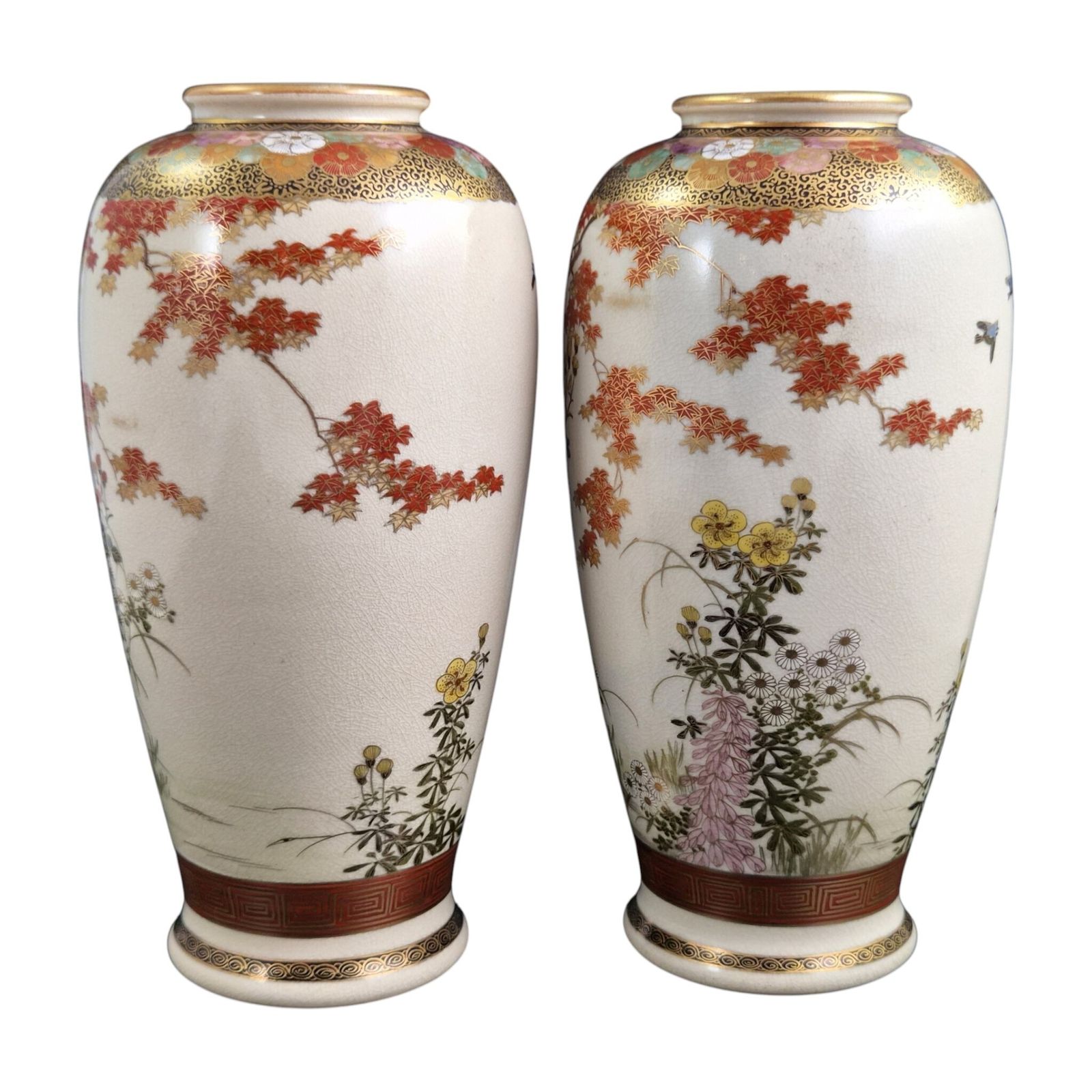 Pair Of Large Fine Japanese Satsuma Vases, Maruni Kobe, Late Meiji Period photo for sale