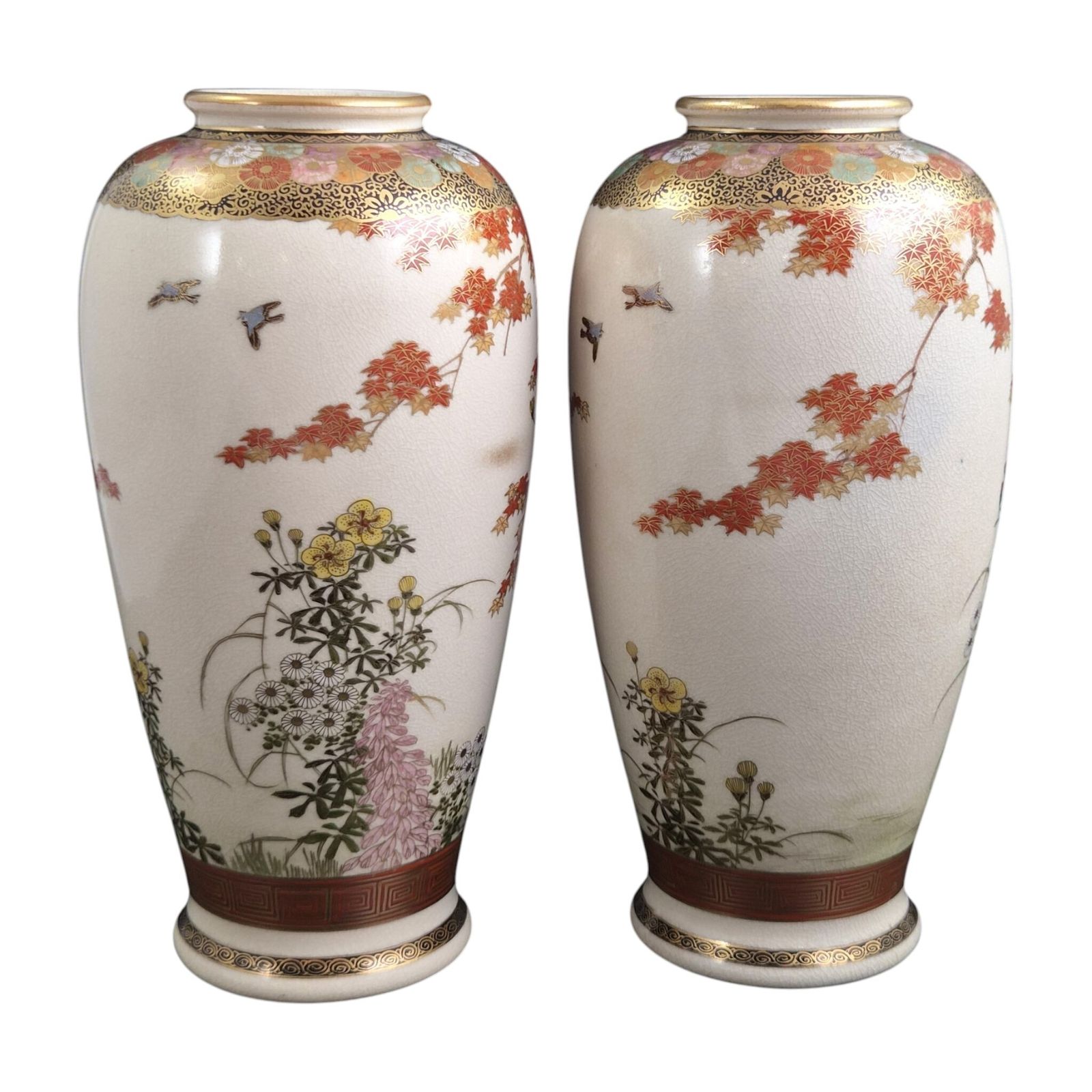 Pair Of Large Fine Japanese Satsuma Vases, Maruni Kobe, Late Meiji Period photo 600.0