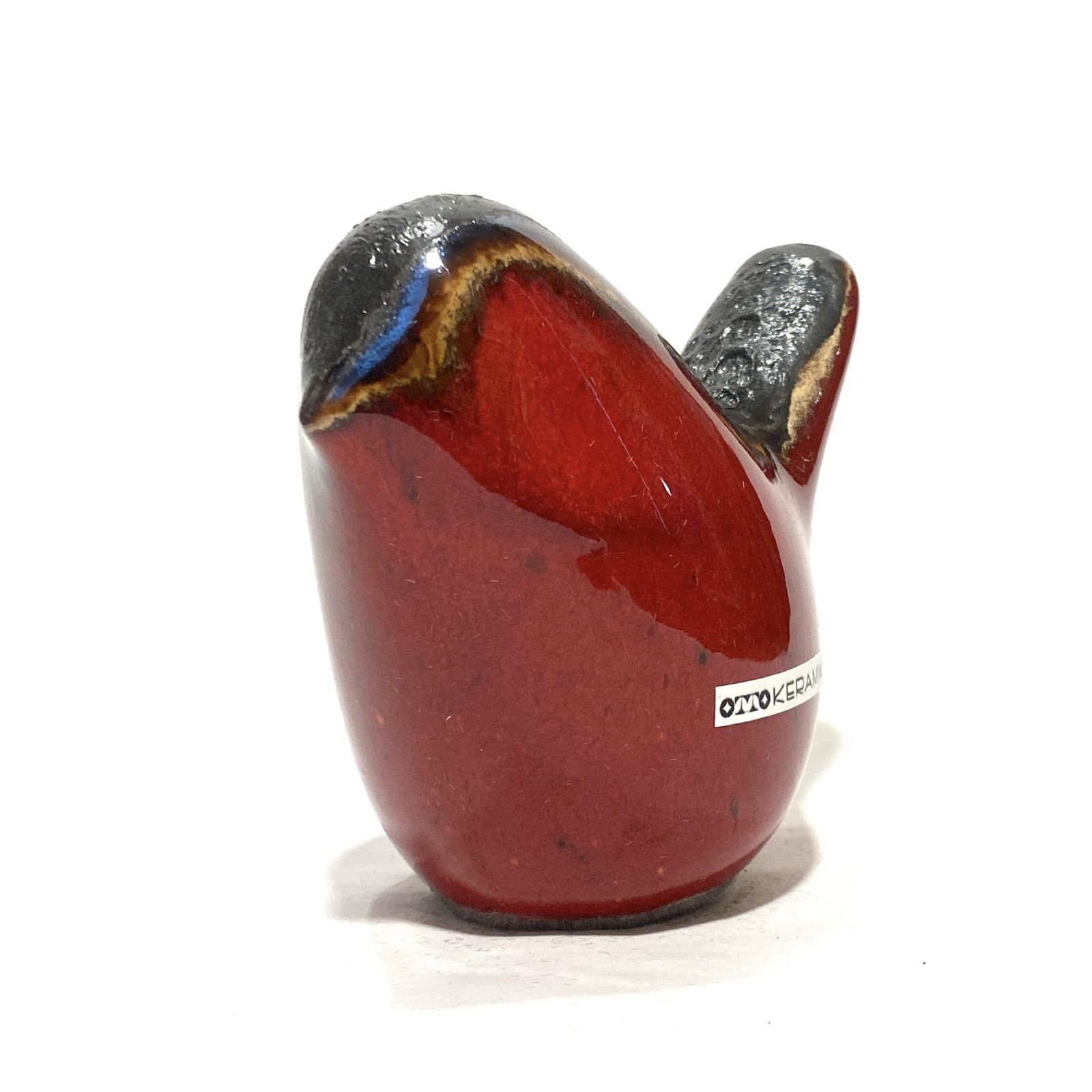 Otto Keramik vogel in rode Fat Lava-glazuur, keramisch ornament in West German Pottery-stijl photo Woonaccessoires