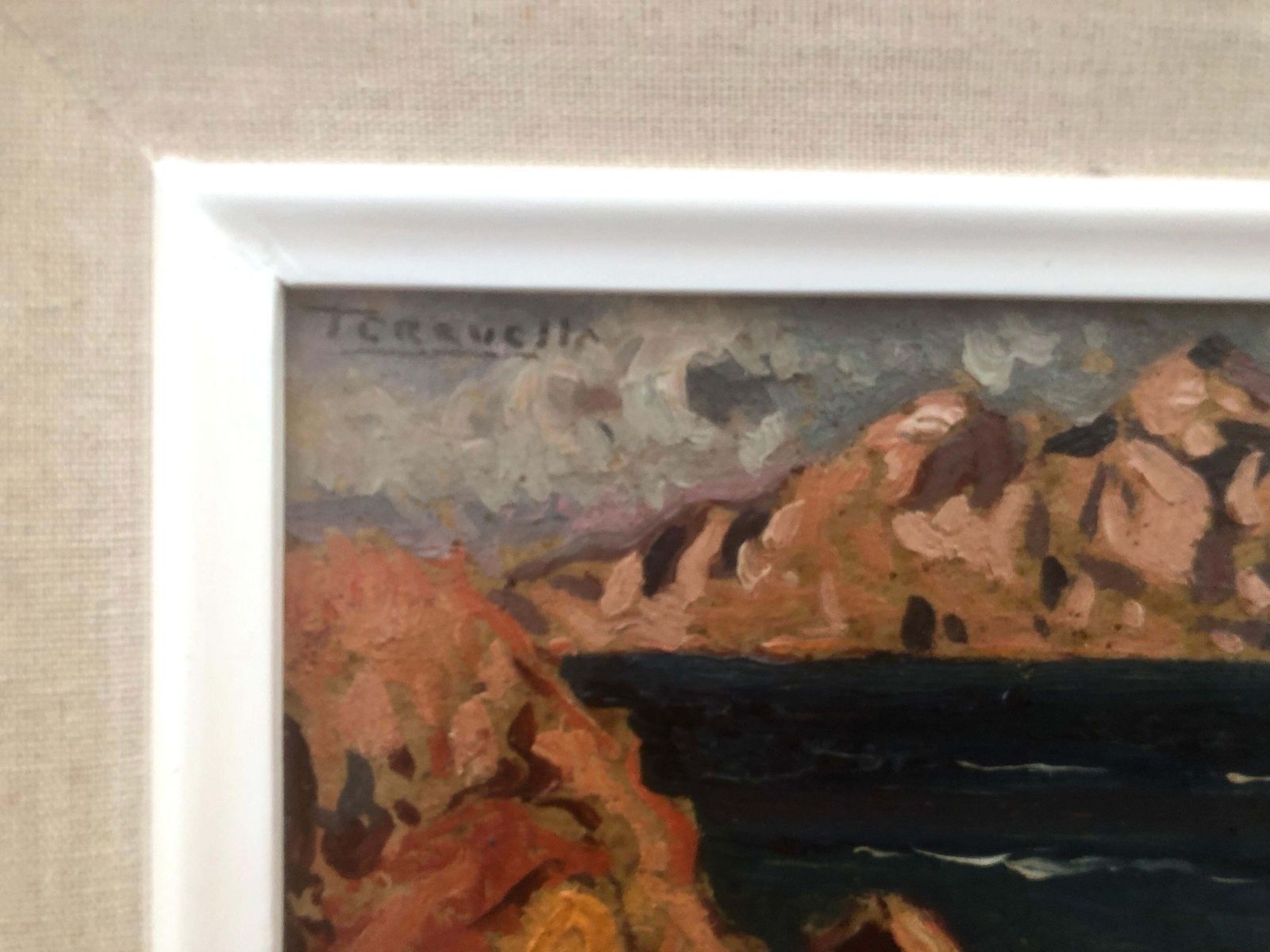 Joaquin Terruella Matilla Catalaans impressionistisch kustlandschap Mallorca, olieverfschilderij, Middellandse Zee, ca. 1920 photo for sale