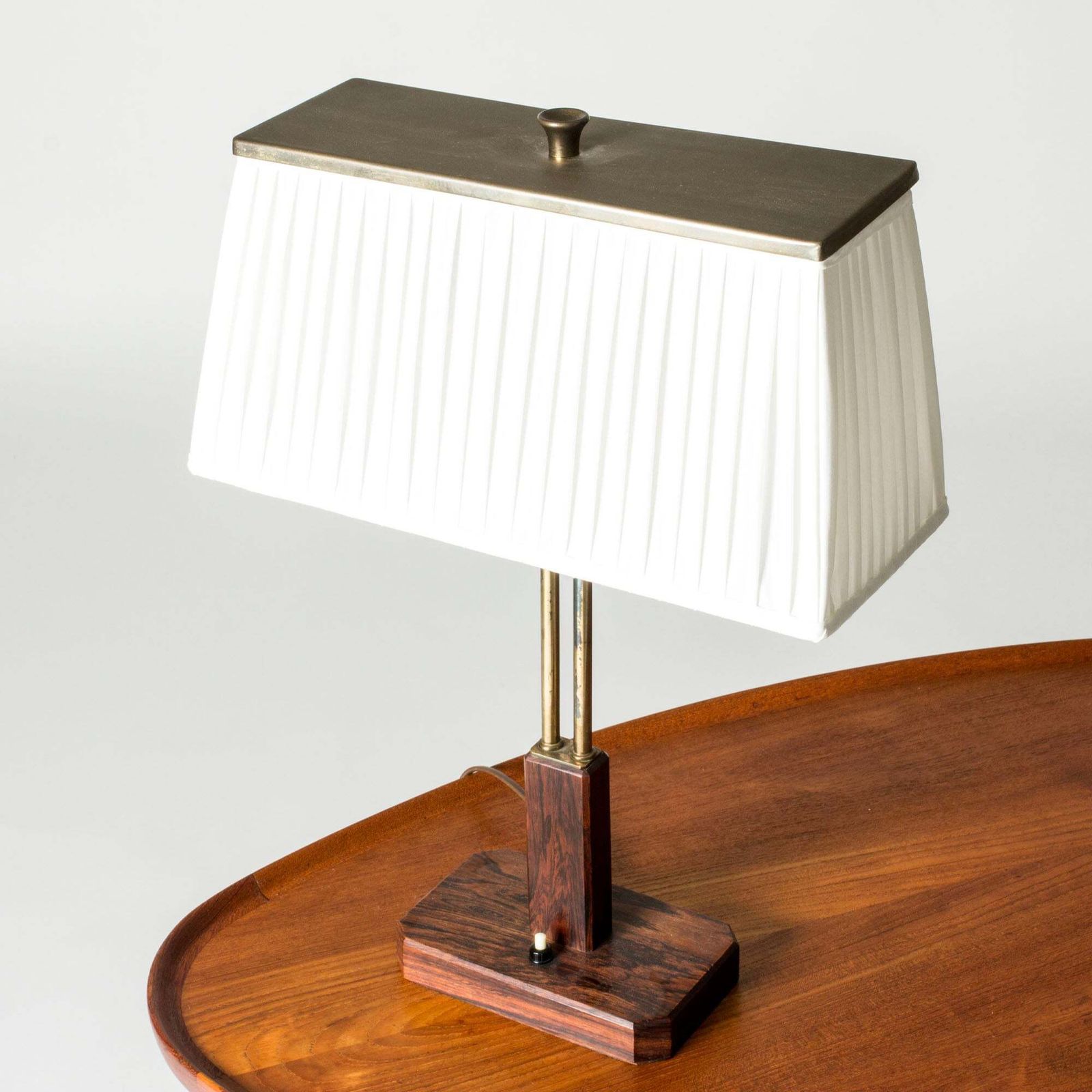 Swedish Modern Rosewood Table Lamp By Harald Notini, Böhlmarks, Sweden, 1940s photo furniture