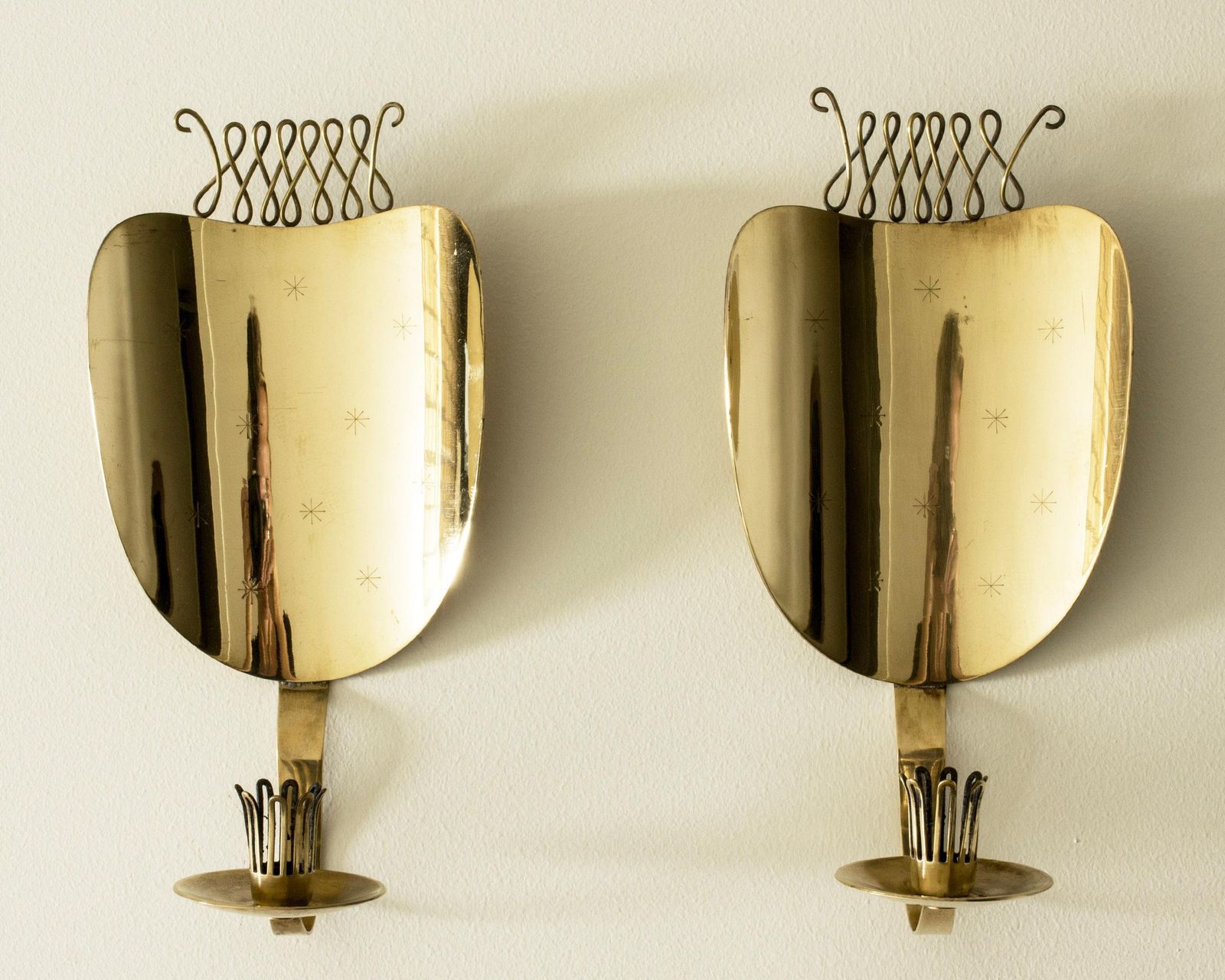 Mid-Century Modern Messing Wandkandelaars, Veikko Huotari, Finland, jaren 1950 photo 2553.0