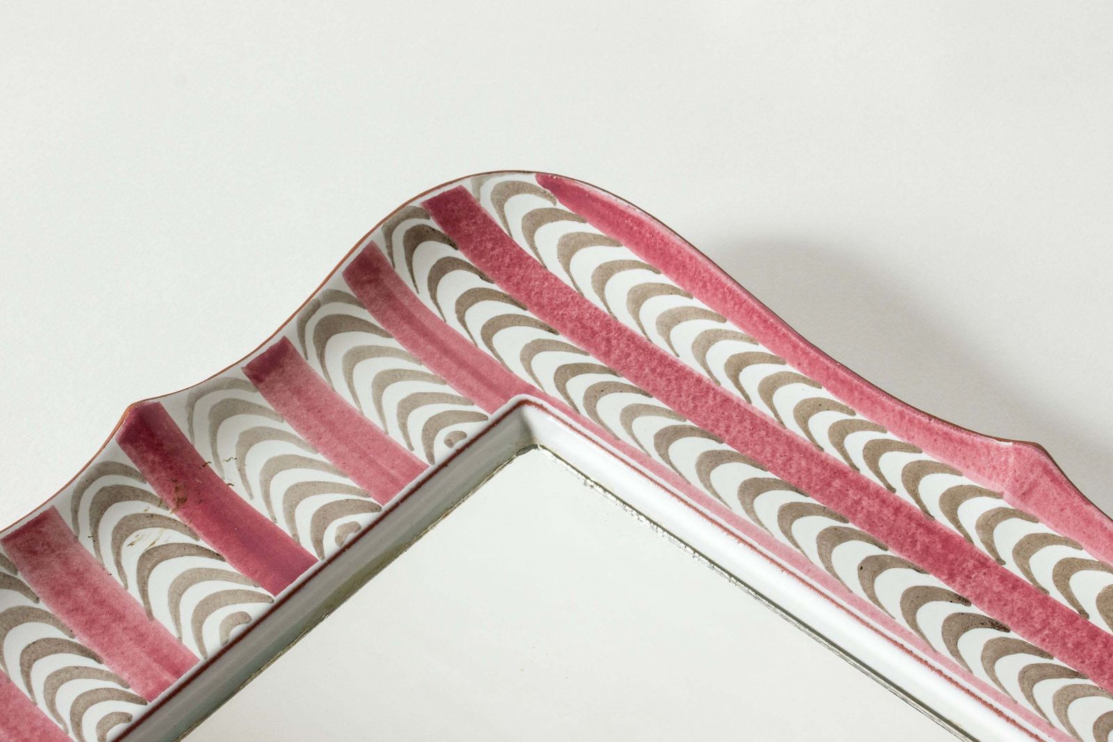 Swedish Midcentury Faience Wall Mirror By Stig Lindberg For Gustavsberg, 1940s photo vintage