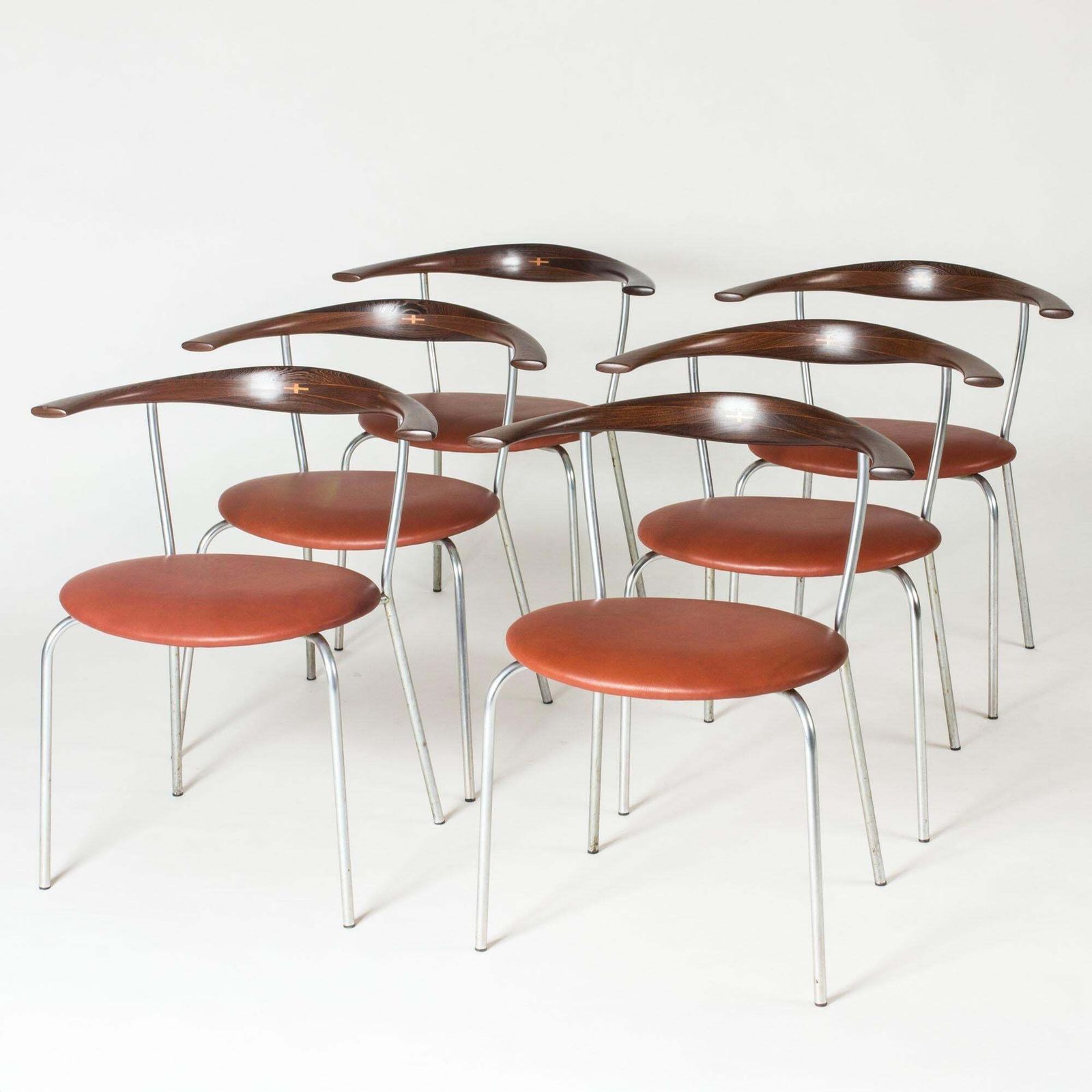 Set Of Six Midcentury "Jh 701" Dining Chairs, Hans J. Wegner, Denmark, 1950s photo furniture
