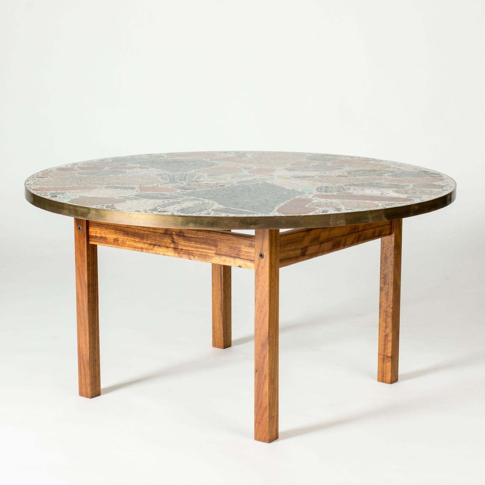 Modernistische salontafel in palissander met stenen blad, Erling Viksjø, Noorwegen, ca. jaren 1960 photo for sale
