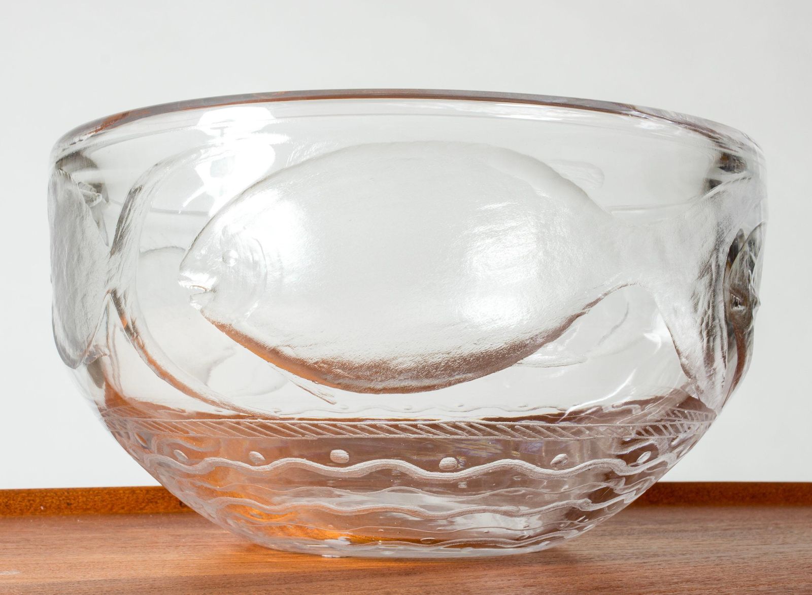 Coupe en verre mid-century suédoise par Erik Höglund, Boda, Suède, années 1950 photo vintage
