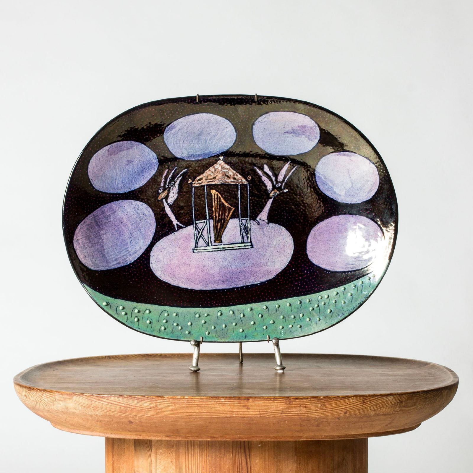 Plat en grès par Birger Kaipiainen pour Arabia, Finlande, années 1960/70 photo furniture