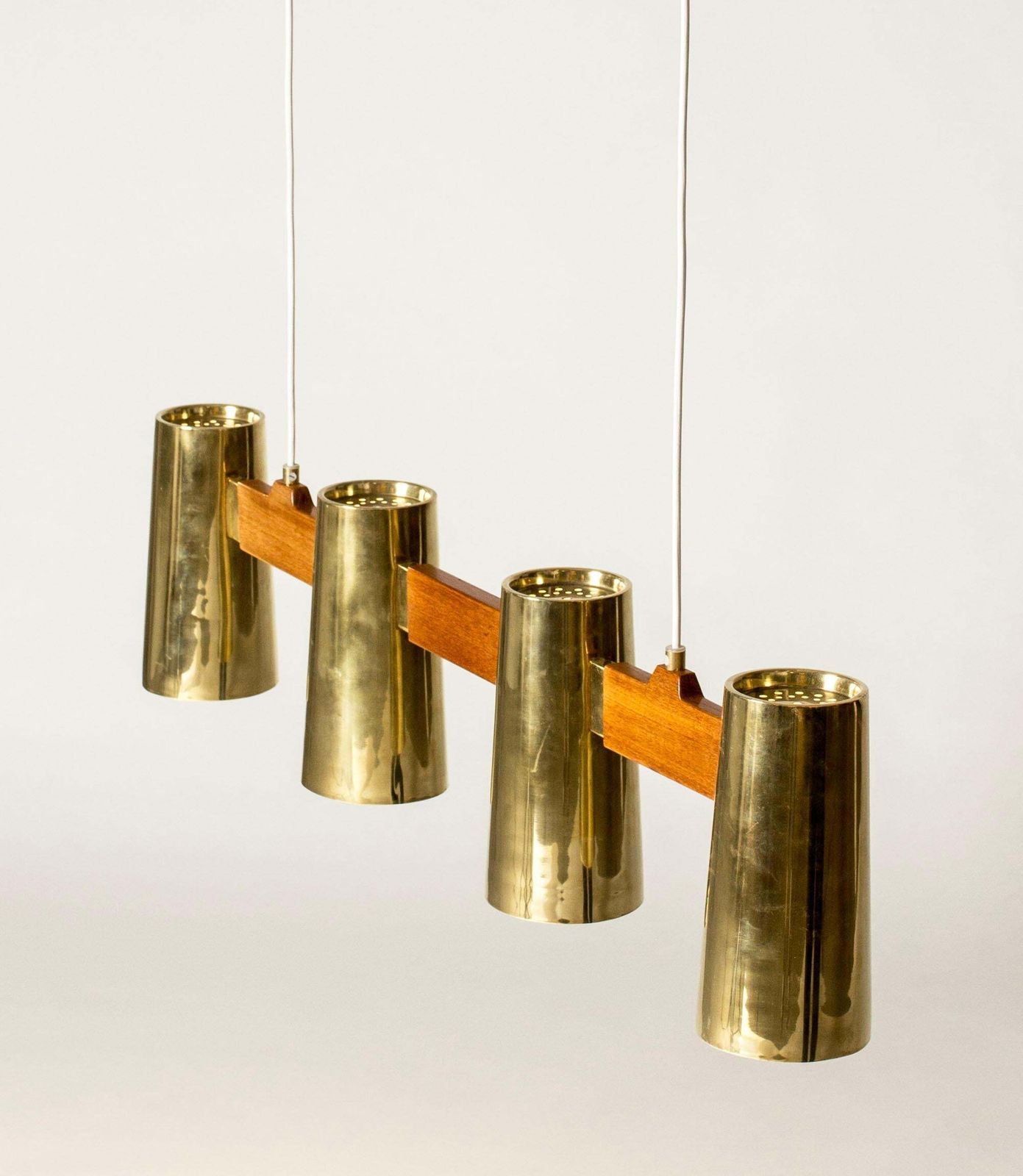 Suspension mid-century modern en teck et laiton, par Hans Bergström, Suède, années 1950 photo buy
