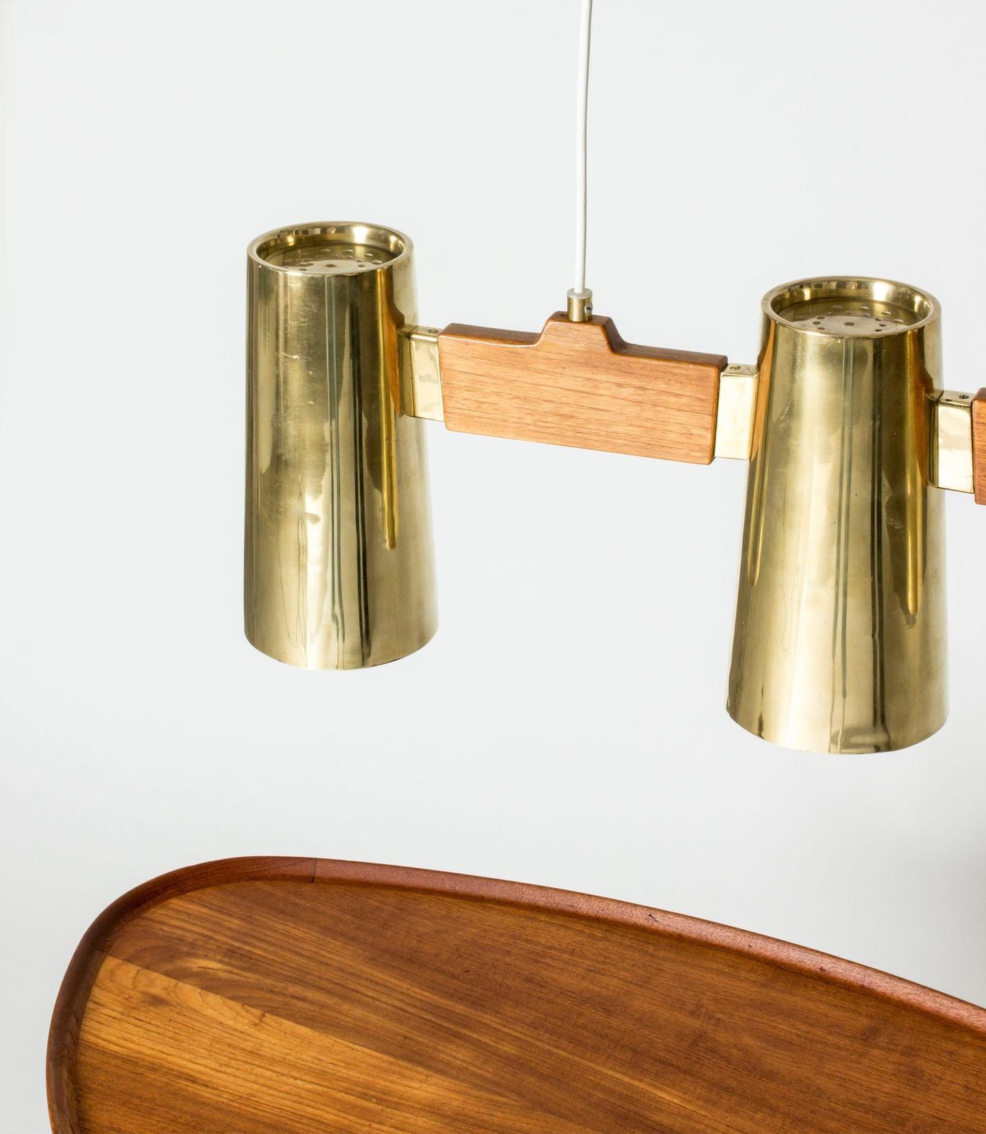 12442.0 Midcentury Modern Teak And Brass Pendant By Hans Bergström, Sweden, 1950s photo