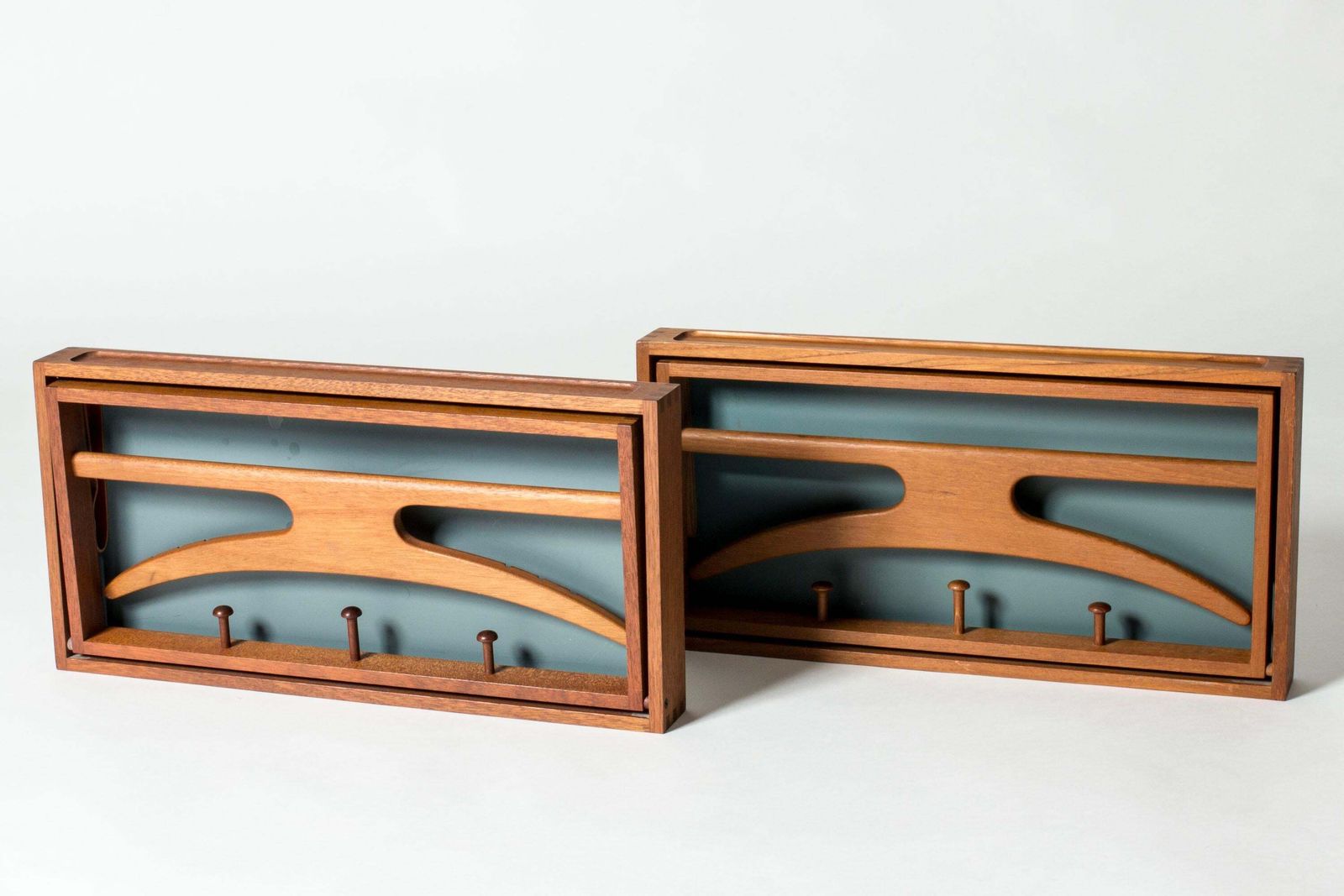 Pair Of Teak Wall Coat Hangers By Adam Hoff & Poul østergaard, Denmark, 1960s photo for sale