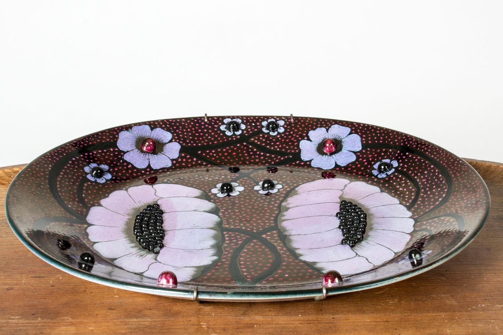 Uniek stoneware bord van Birger Kaipiainen voor Arabia, Finland, jaren 1960/70 photo vintage