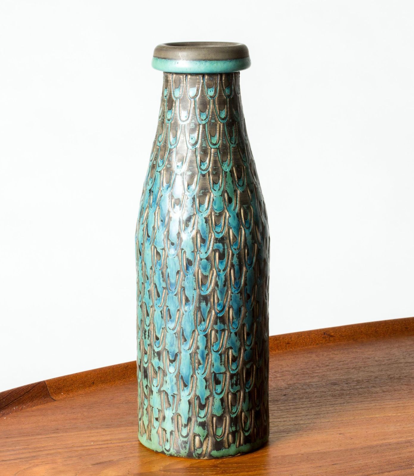 Mid-century stoneware vaas van Stig Lindberg, Gustavsbergs Studio, Zweden, 1963 photo Woonaccessoires