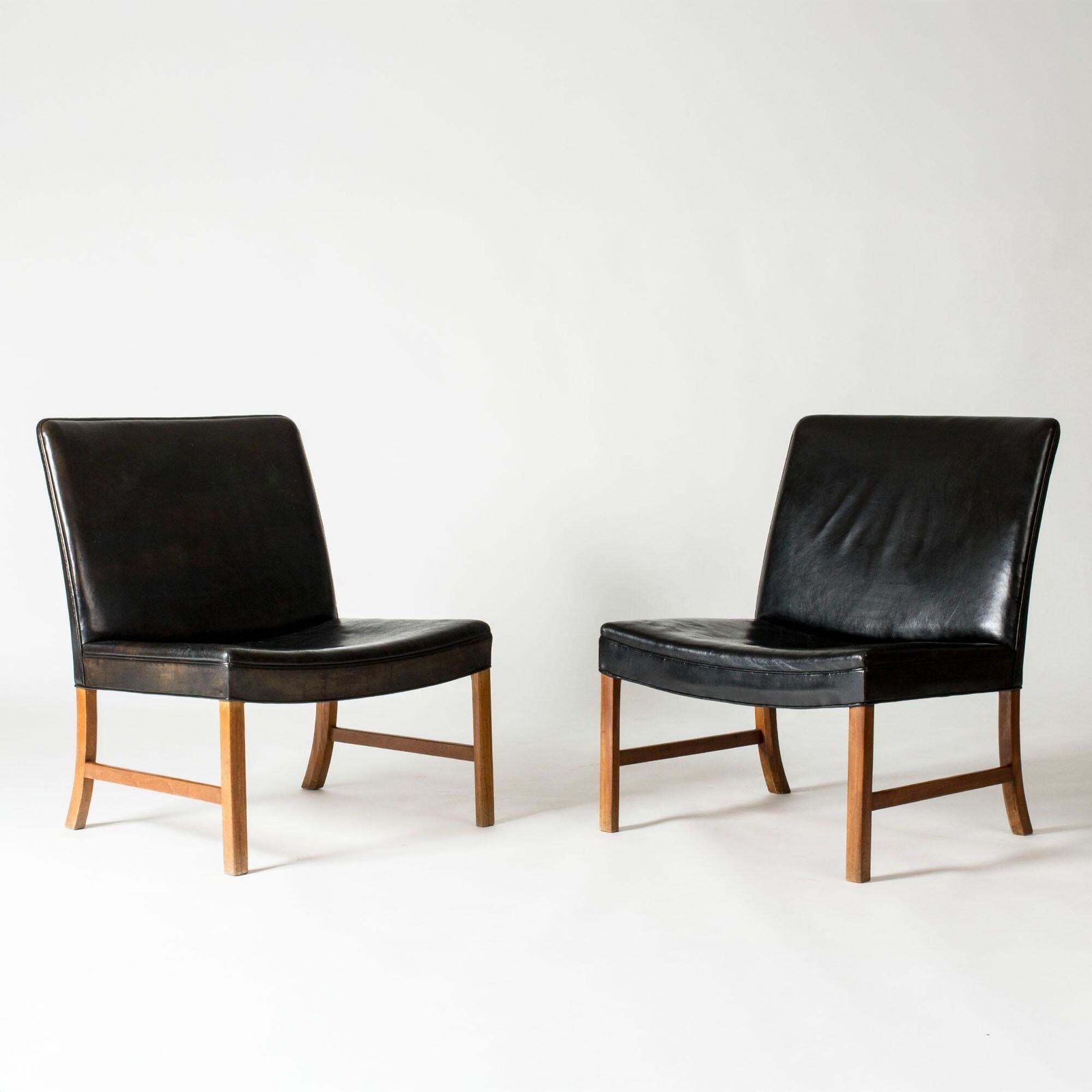 Danish Modern Mahogany And Leather Lounge Chairs By Ole Wanscher, Denmark, 1950s photo furniture