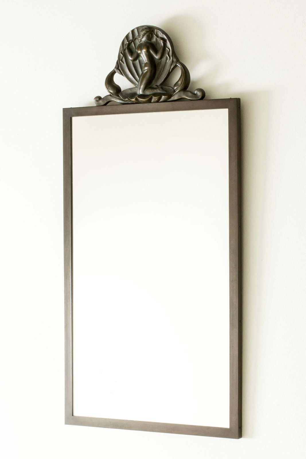 Swedish Grace Bronze Wall Mirror By Oscar Antonsson, Ystad Metall, Sweden, 1930s photo Home Decor