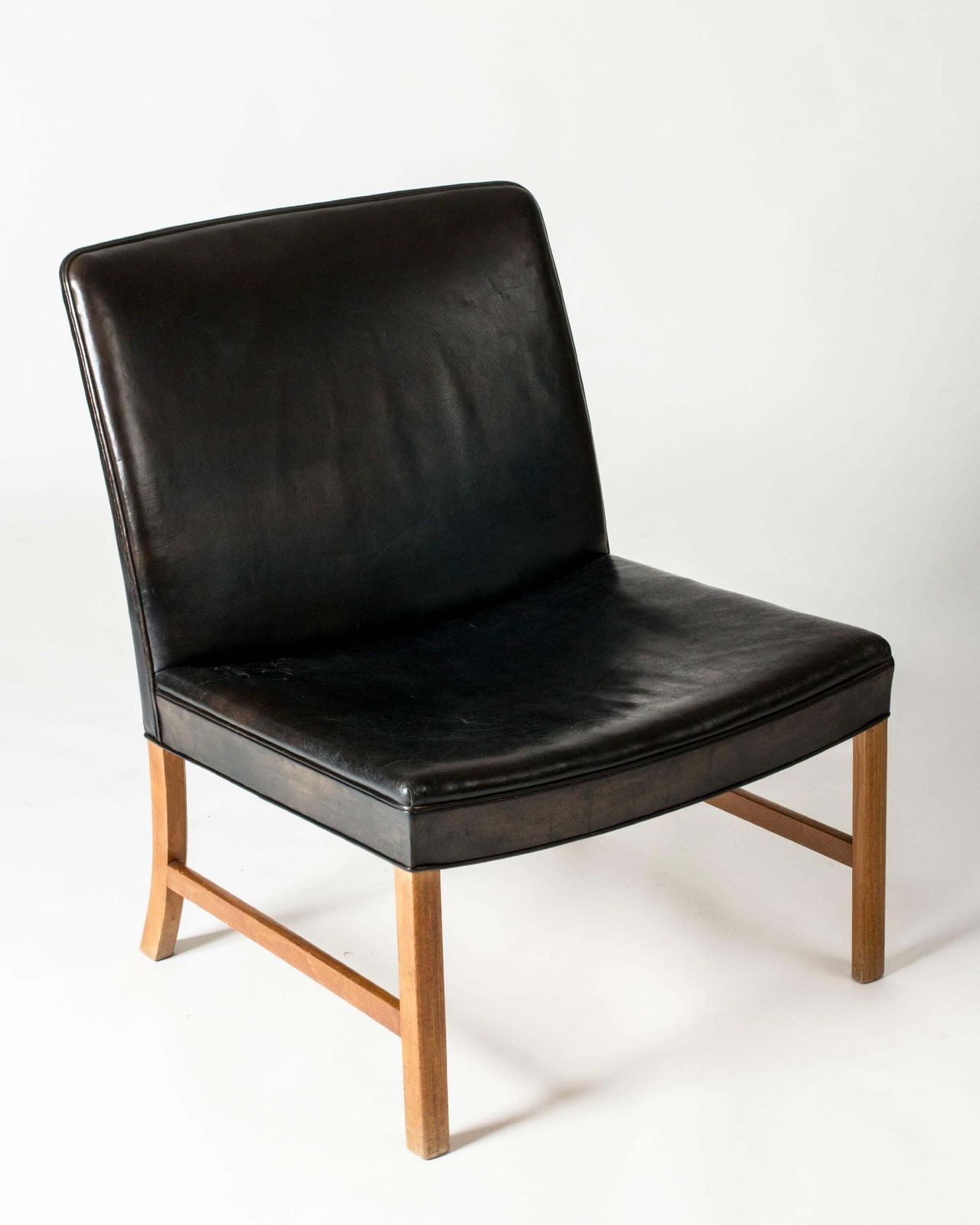 Danish Modern Mahogany And Leather Lounge Chairs By Ole Wanscher, Denmark, 1950s photo vinterior