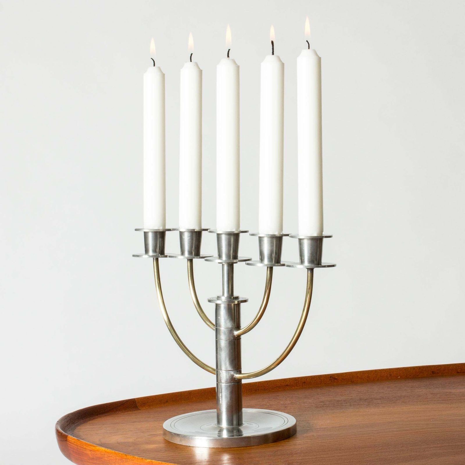 Functionalist tinnen kandelaar, toegeschreven aan Sylvia Stave, Zweden, 1929 photo 1637.0