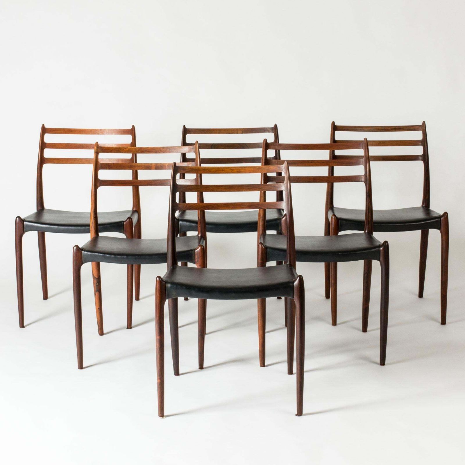 Set Of Six Rosewood Dining Chairs By Niels O. Møller, Denmark, 1960s photo furniture