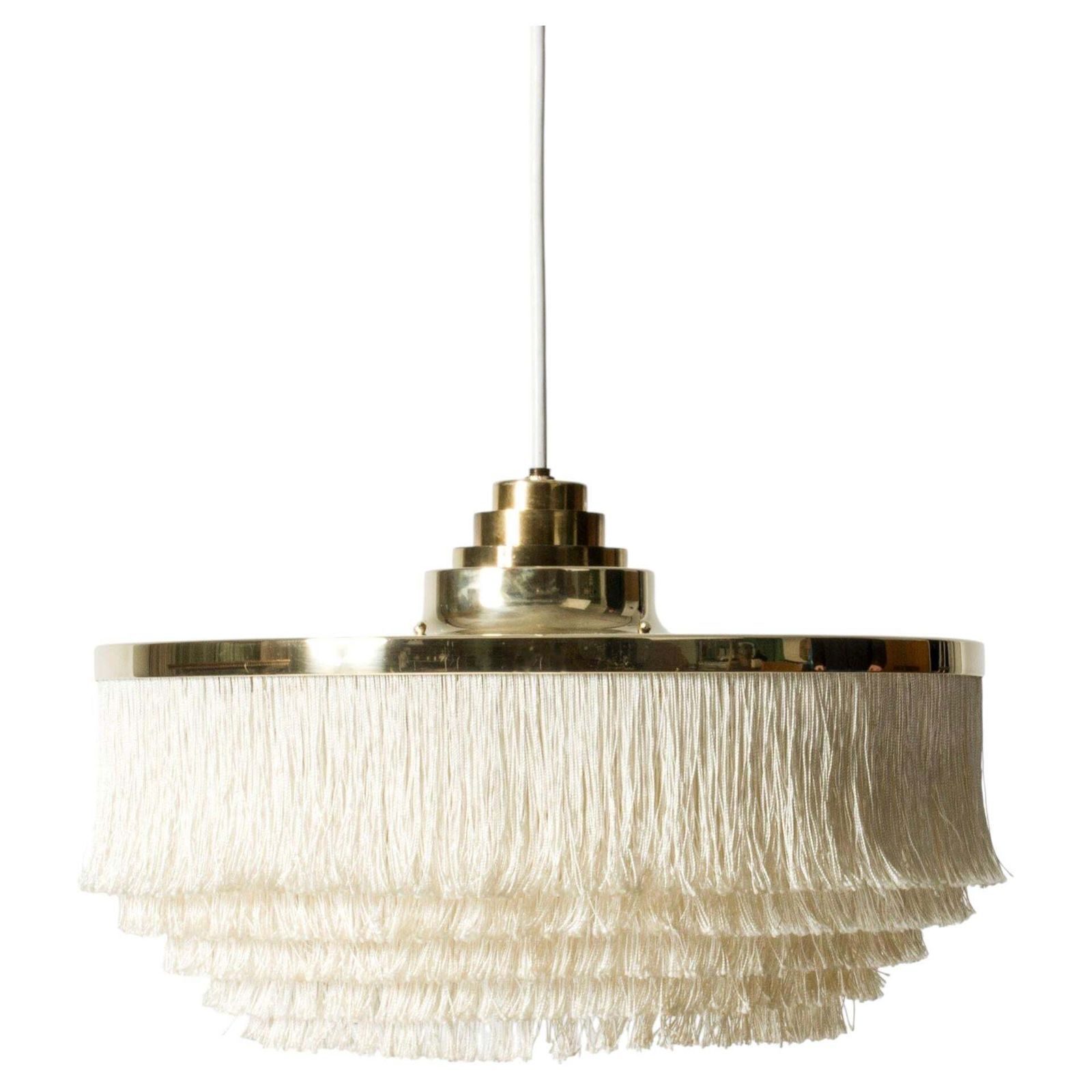 Scandinavian Modern Hans Agne Jakobsson messing en zijden hanglamp, model T 603