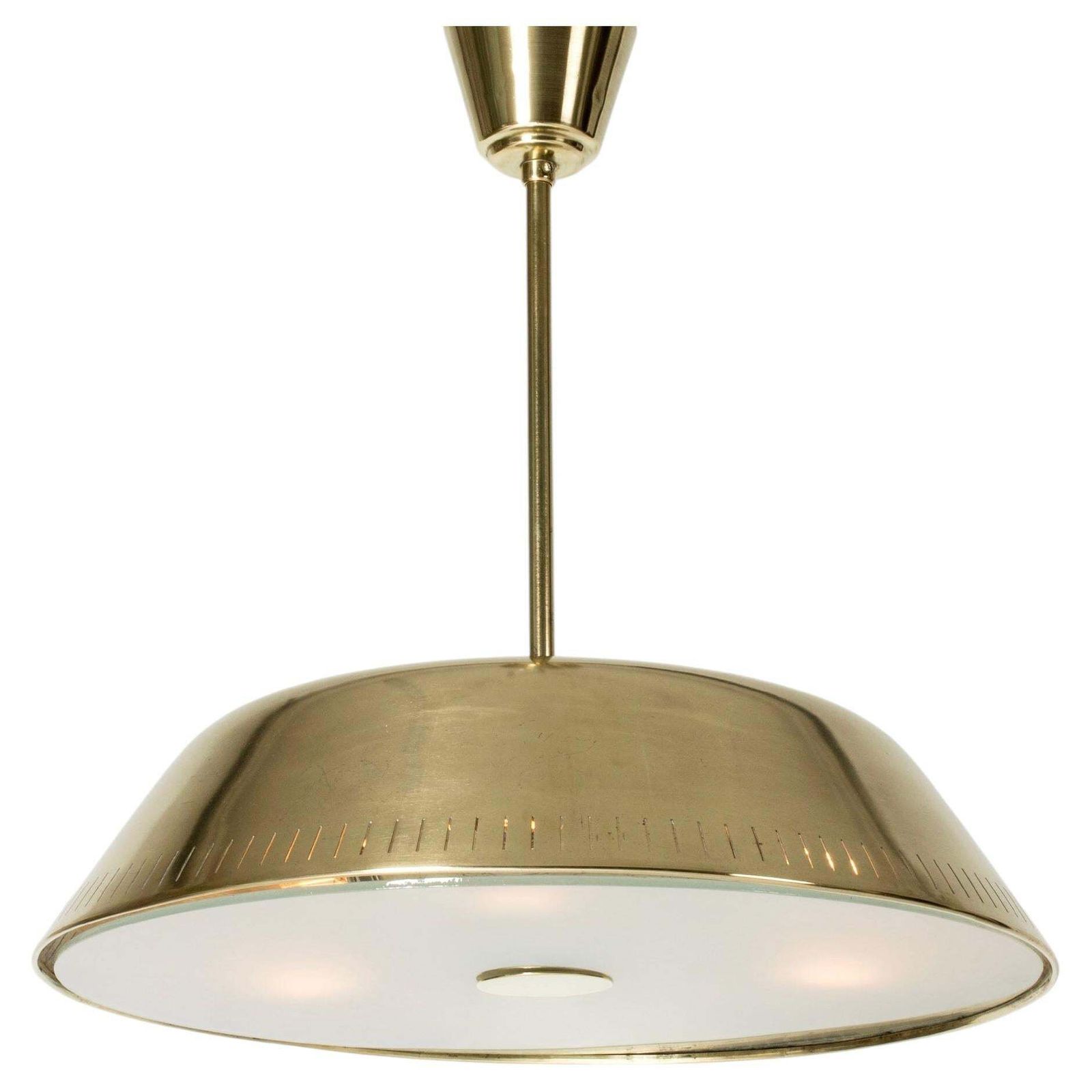 Swedish Modern messing plafondlamp van Harald Notini, ca. jaren 1940