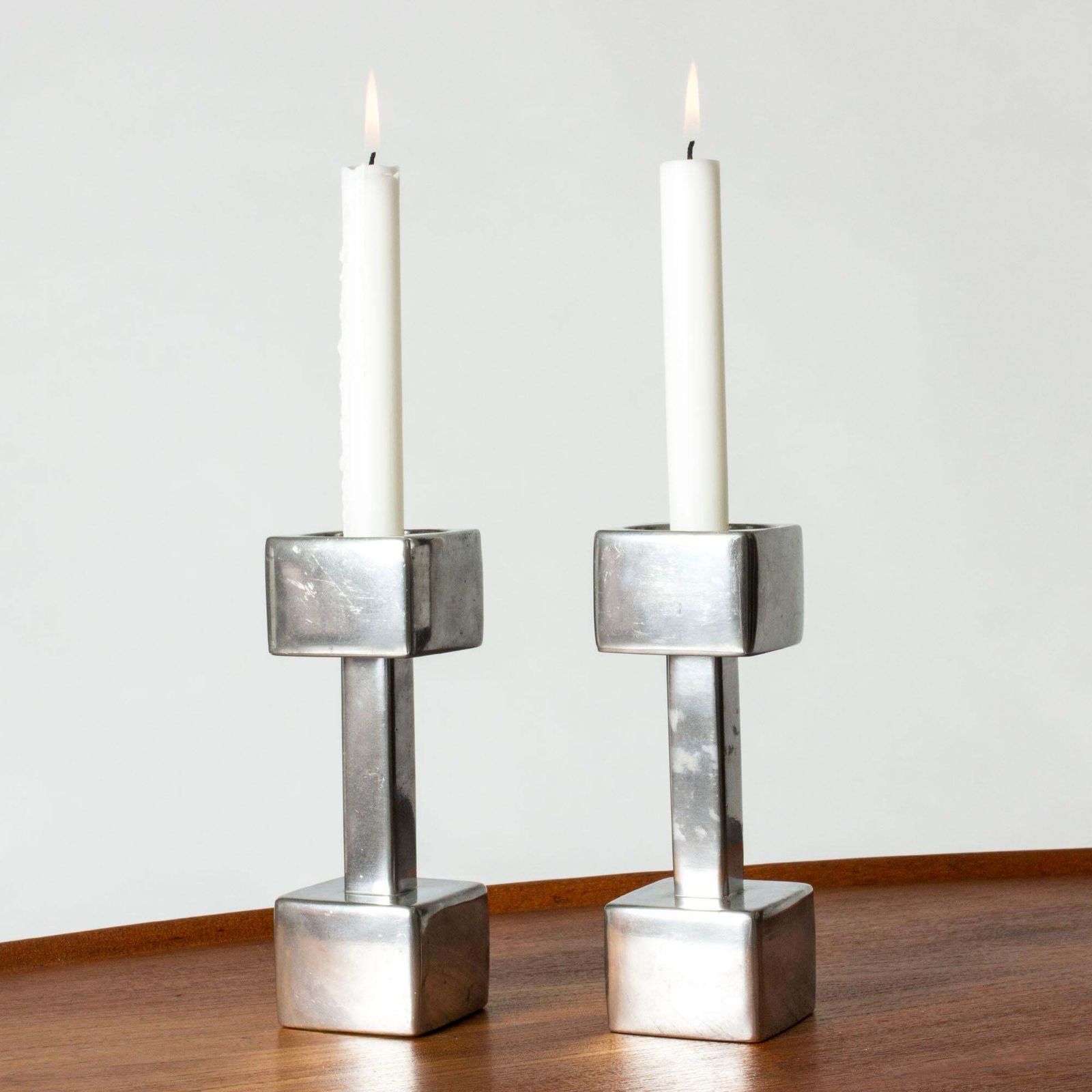 Pewter Candlesticks By Astrid Fog For Just Andersen, Denmark, 1960s photo Home Decor