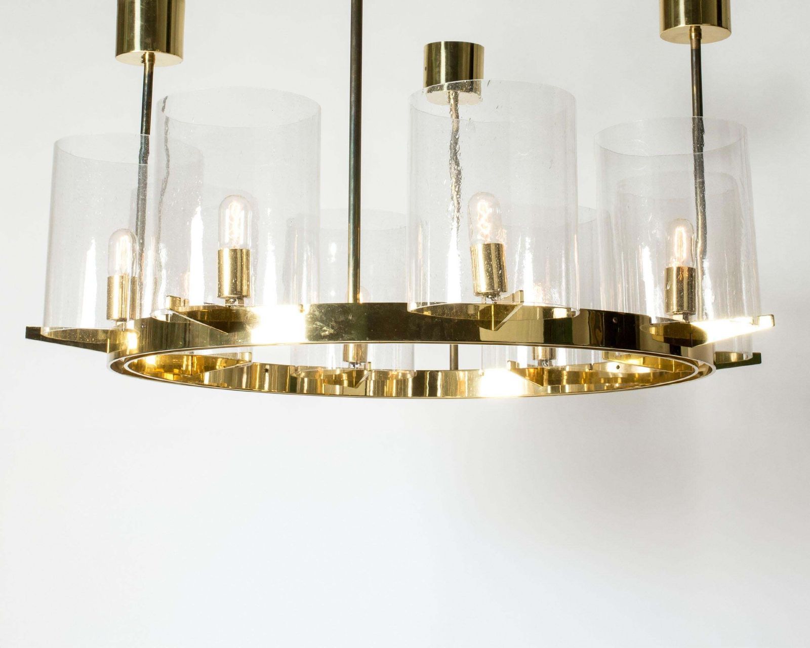 Grand lustre en laiton et verre par Hans Agne Jakobsson, années 1960 photo 16375.0