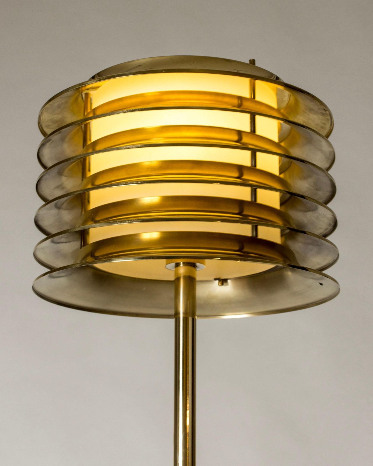 Finnish Midcentury Modern Brass Floor Lamp By Kai Ruokonen For Orno, 1970s photo for sale