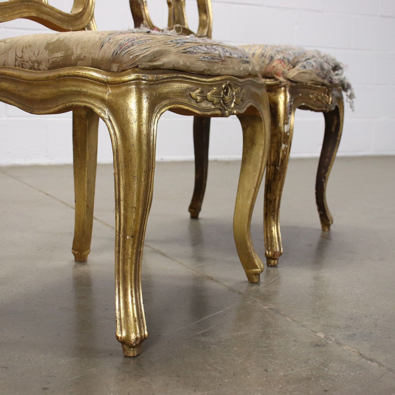 Pair Of Chairs Padded Gilded Wood Italy XX Century photo 350.0