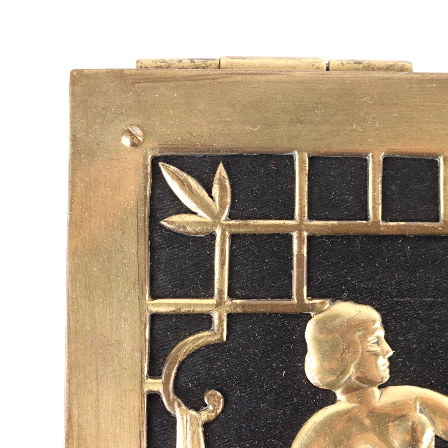 Art Deco Casket Brons Stof Europa jaren 1920-30 photo 290.0