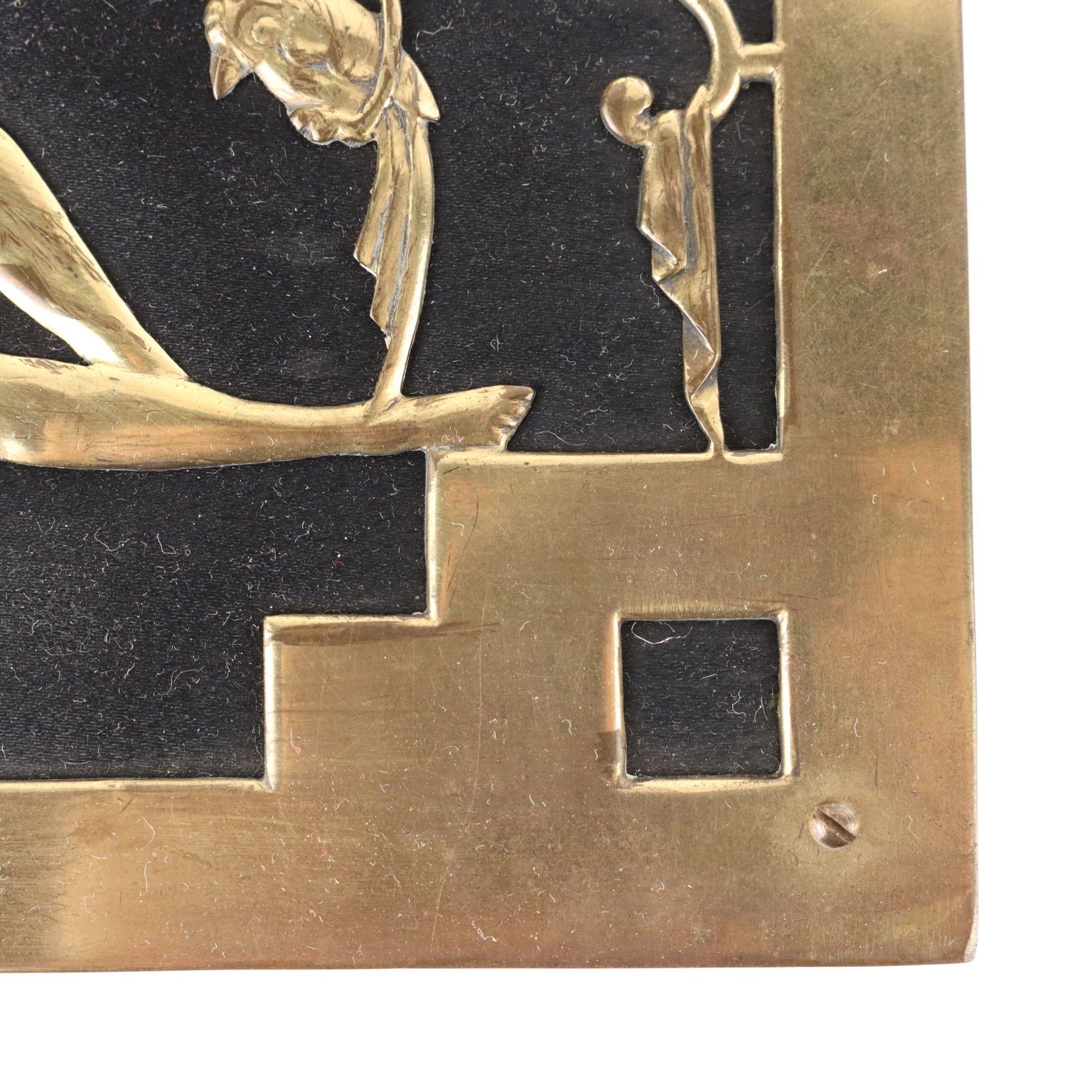 Art Deco Casket Brons Stof Europa jaren 1920-30 photo vintage