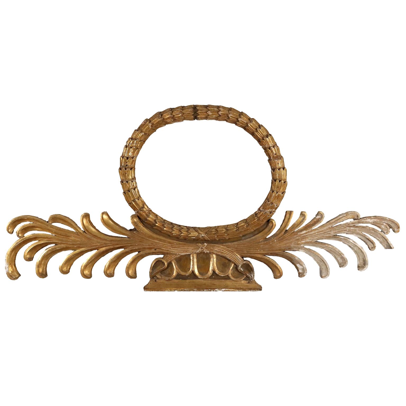Frise de dessus-de-porte d'époque en bois sculpté et doré, Italie, XIXe siècle