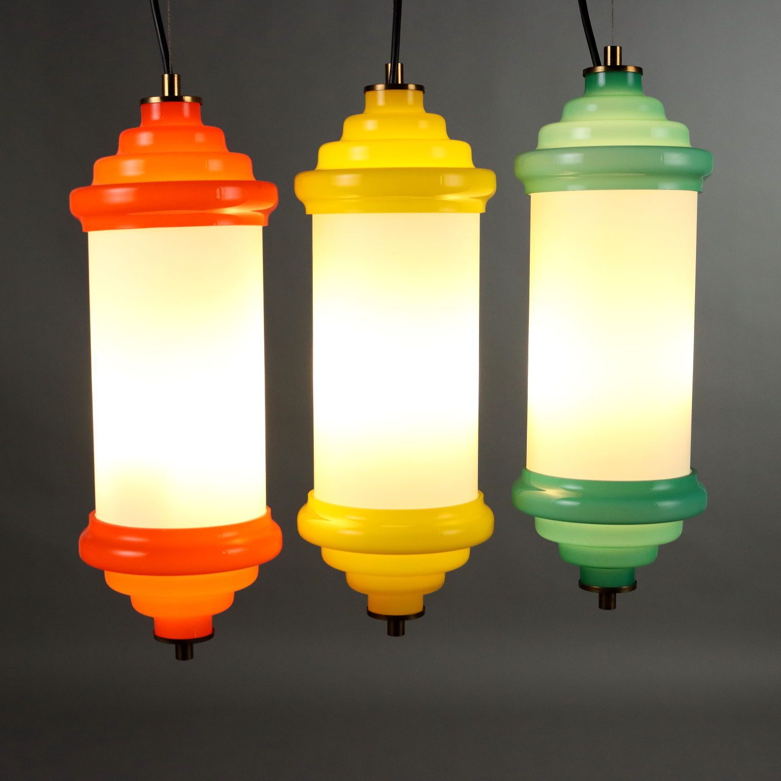 Vintage plafondlamp, aluminium en glas, Italië, ca. jaren 1960 photo Verlichting