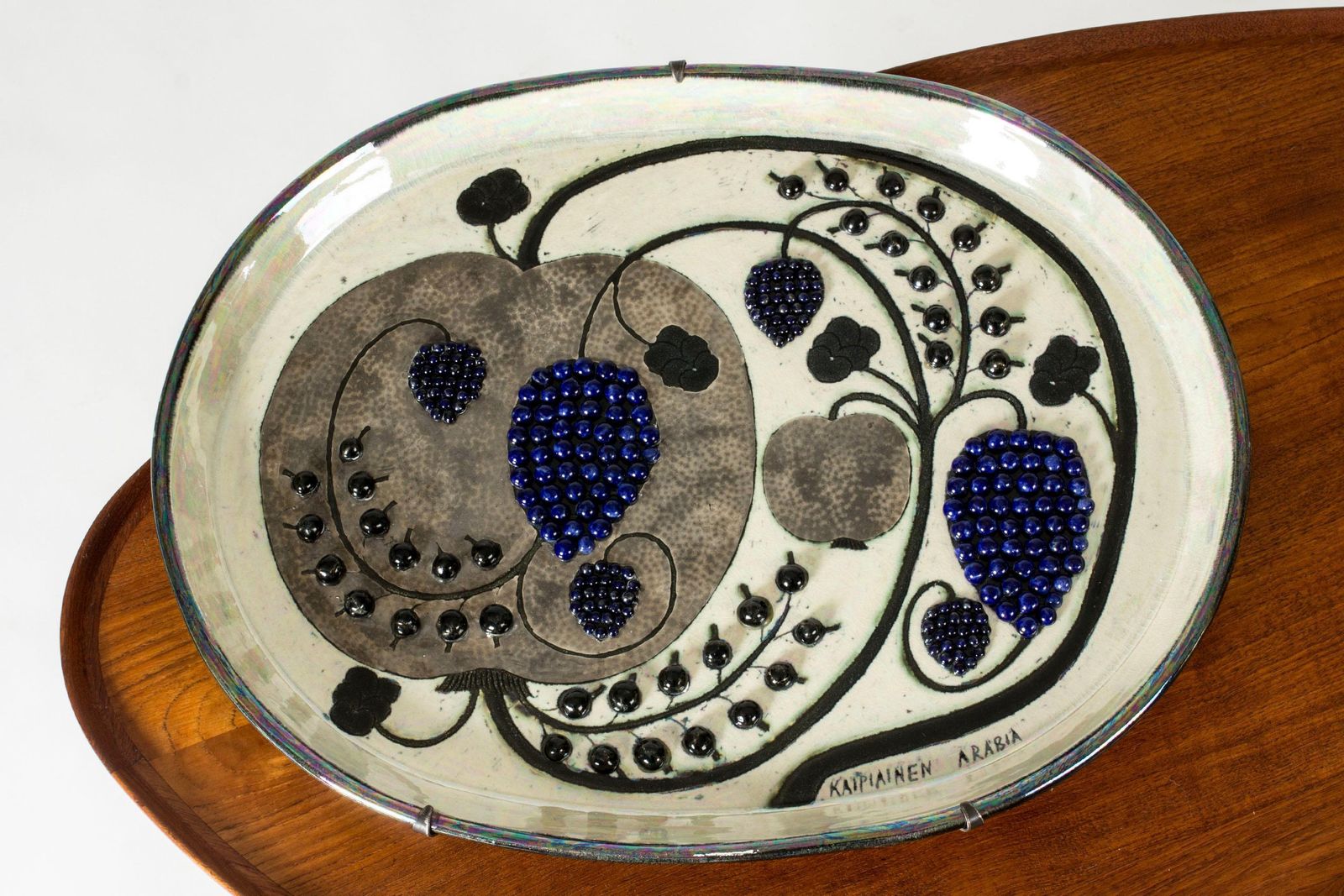 Plat en grès unique par Birger Kaipiainen pour Arabia, Finlande, années 1960 photo furniture