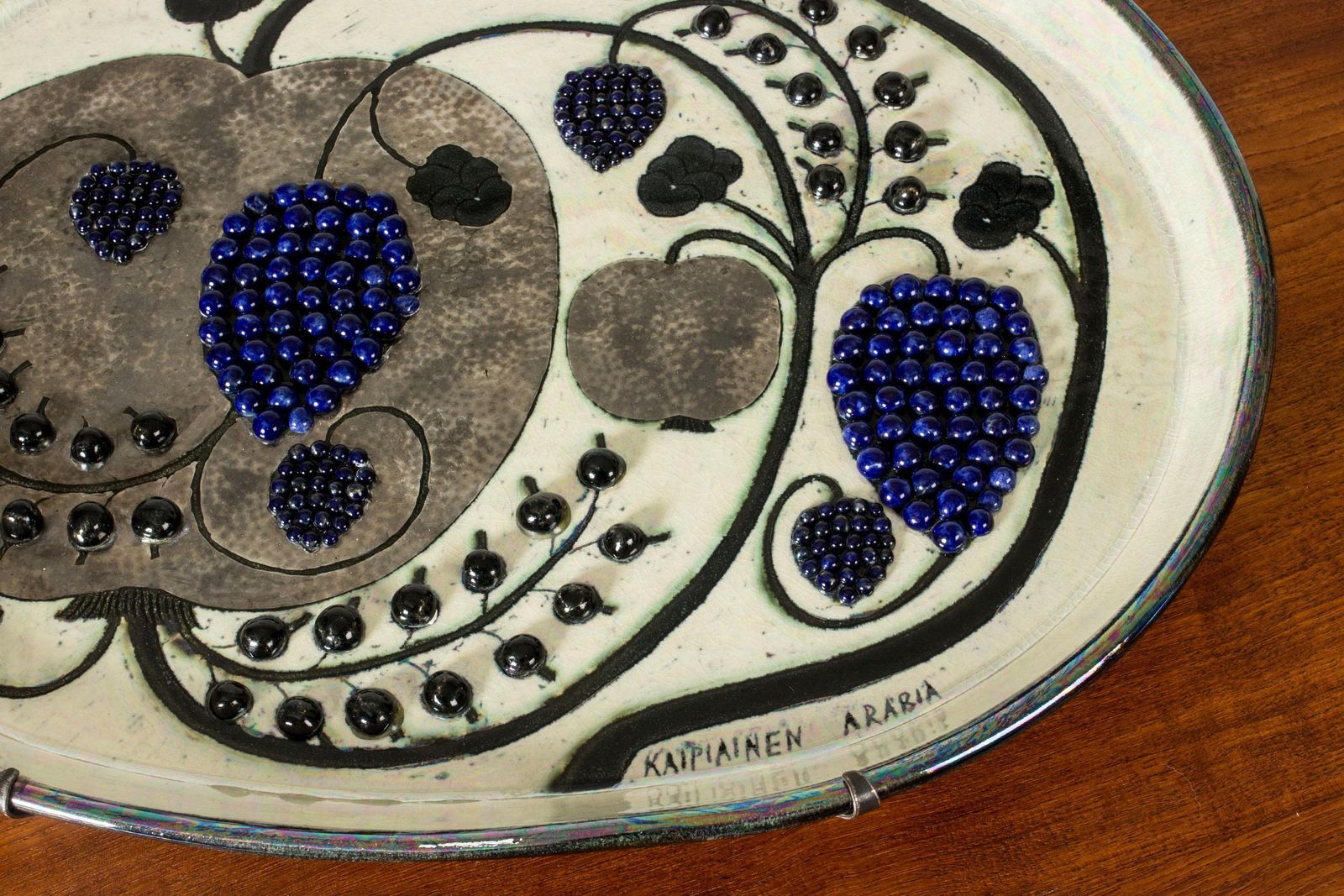 Plat en grès unique par Birger Kaipiainen pour Arabia, Finlande, années 1960 photo 30559.0