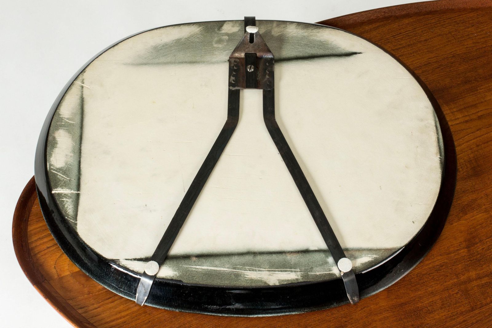 Plat en grès unique par Birger Kaipiainen pour Arabia, Finlande, années 1960 photo vintage