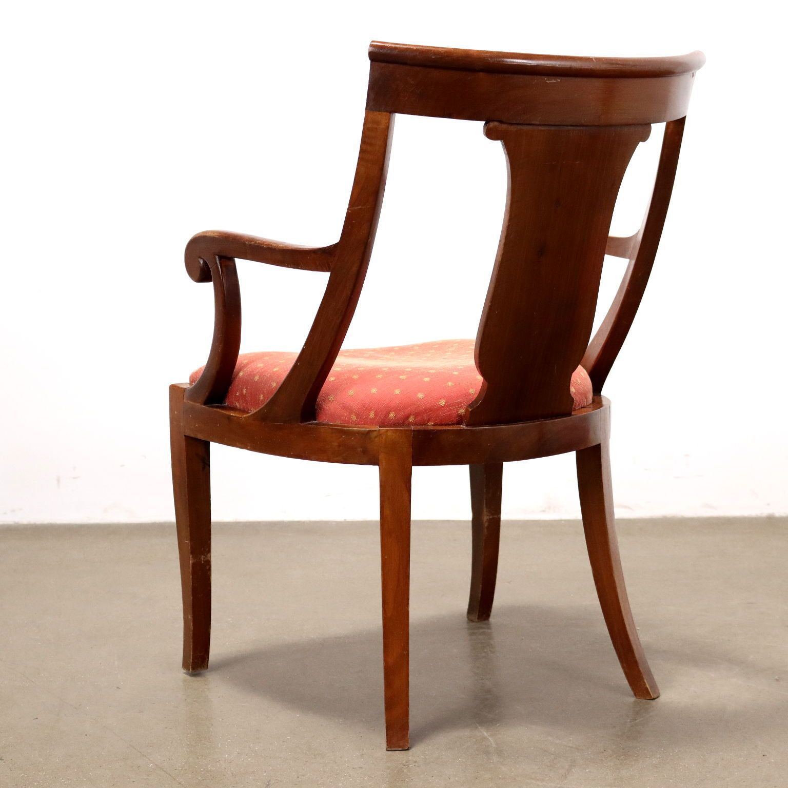 Fauteuil d'époque en noyer et tissu avec repose-pieds, XIXe siècle photo buy