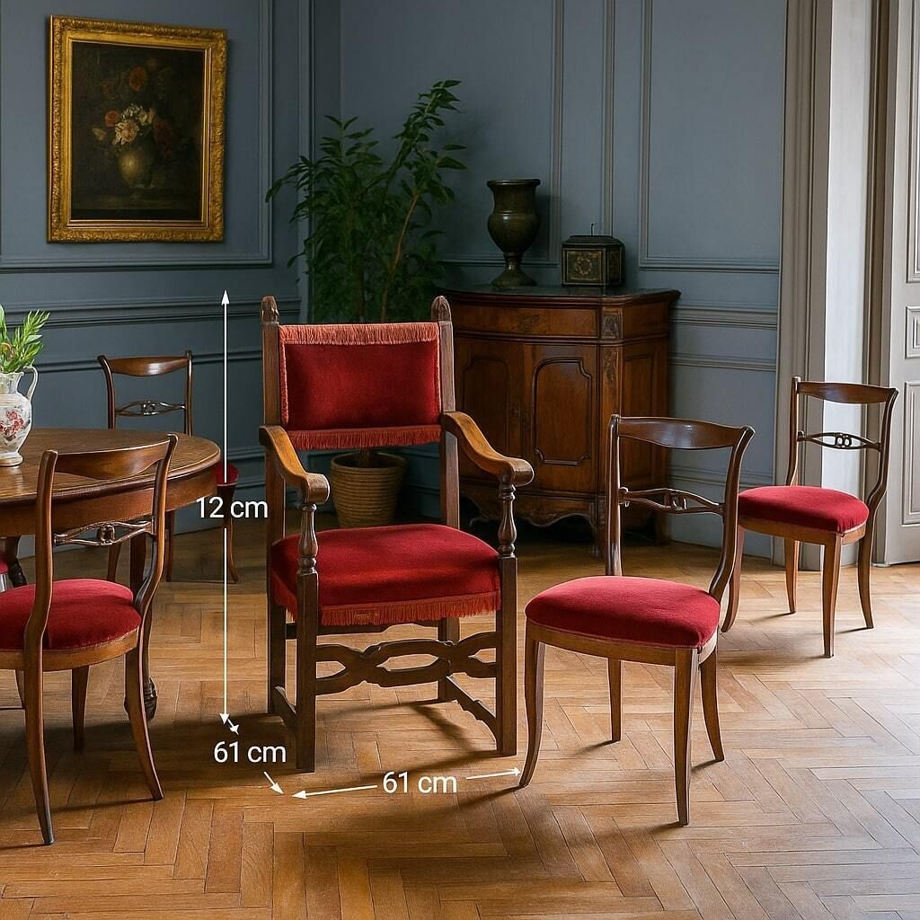Chaise haute néo-renaissance en noyer avec chaises Rococo photo furniture