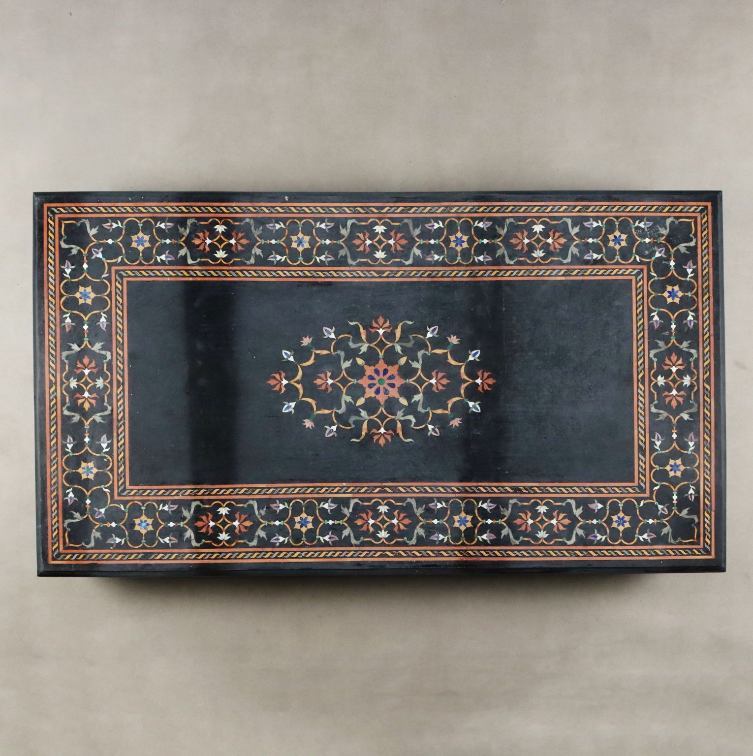 Antique Marble Top Flower Inlays Multicoloured XX Century
