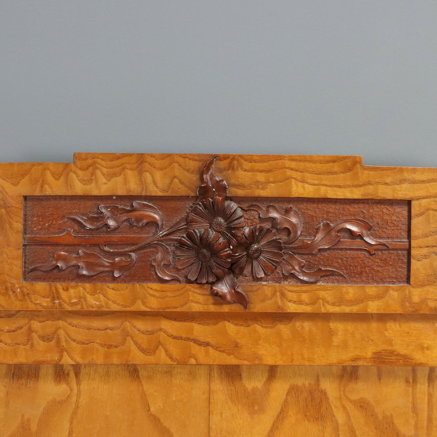 Liberty Single Bed In Oak With Mahogany Carvings photo for sale
