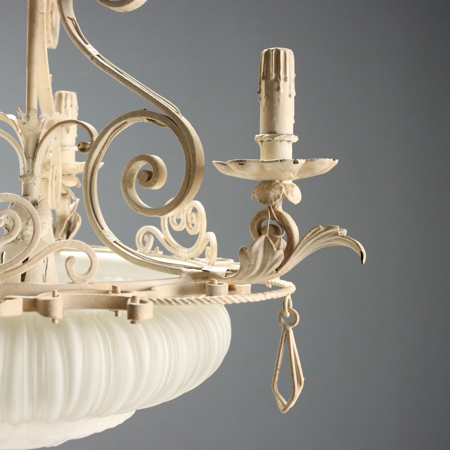Antique Chandelier Wrought Iron Decorations Italy XX Century photo vinterior
