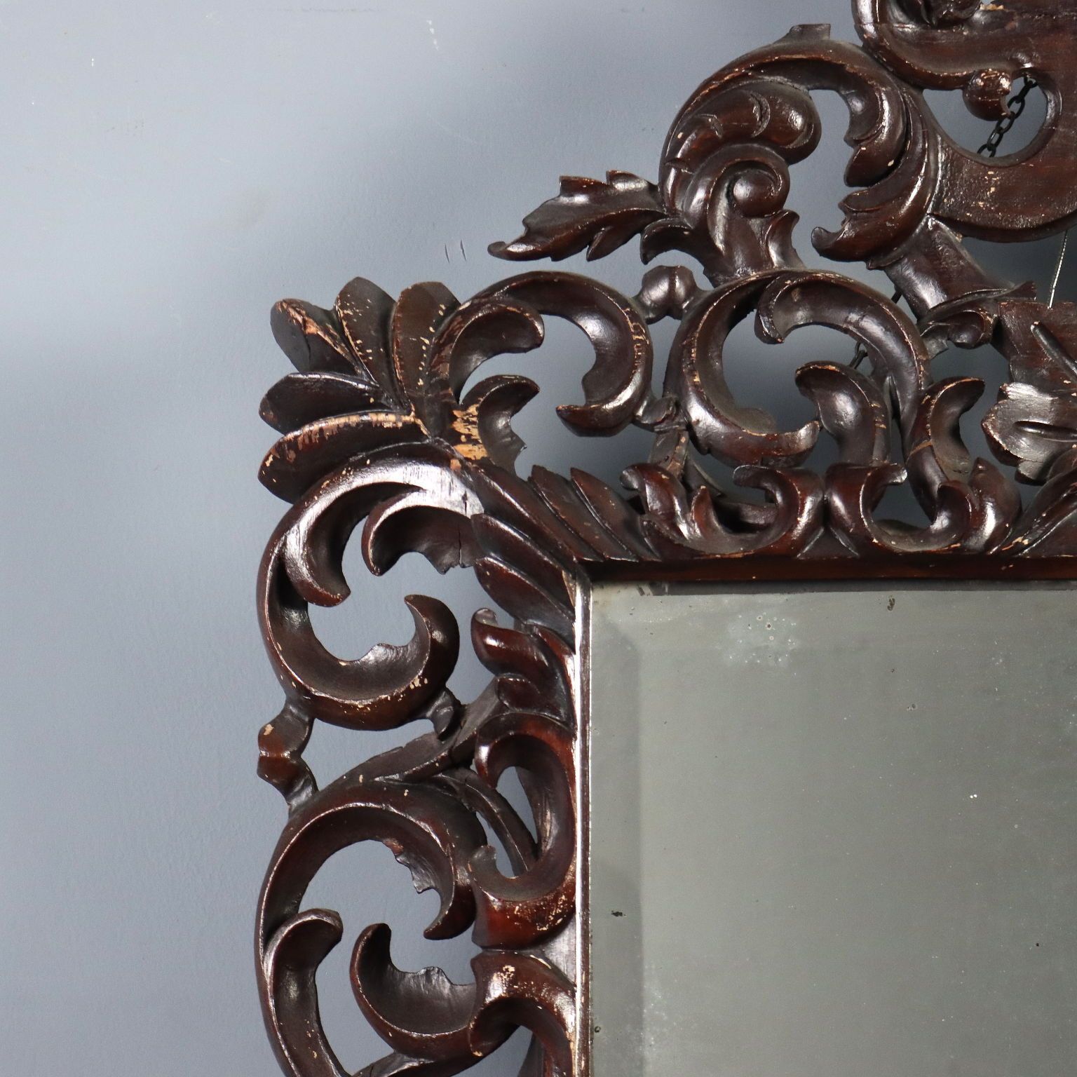 Baroque Style Lacquered Wood Mirror   Italy Early 20th Century photo vinterior