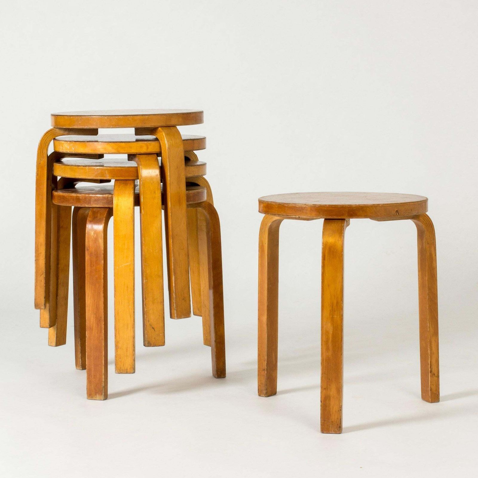 Midcentury Modern Stools By Alvar Aalto, Sweden, 1940s photo furniture