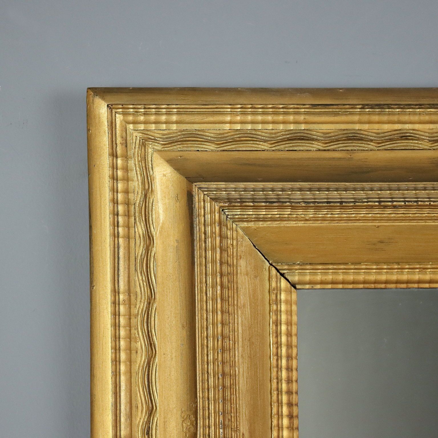 Antieke Spiegel Verguld Hout Guilloché Lijst Italië 19e Eeuw photo Woonaccessoires