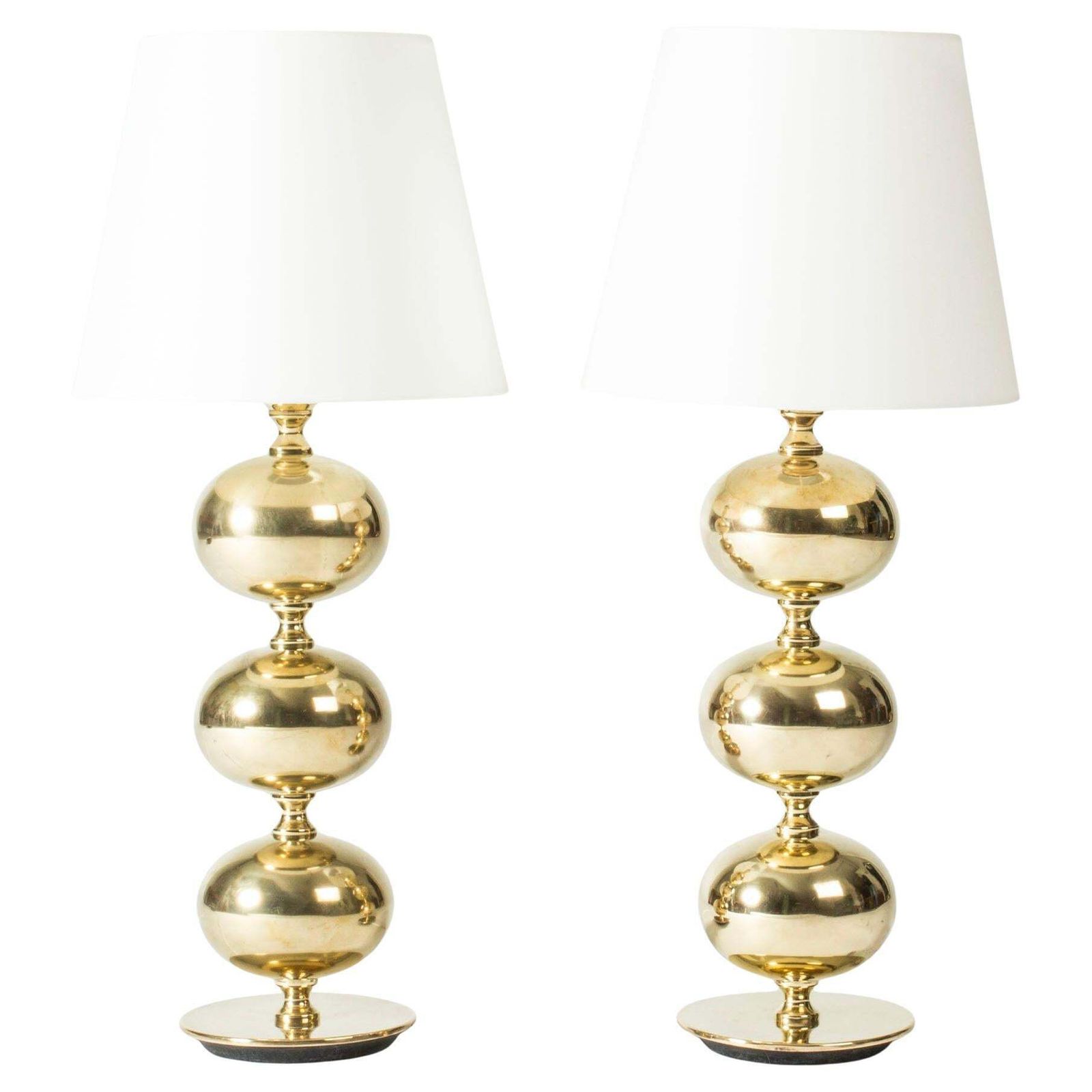 Paire de lampes de table mid-century en laiton par Henrik Blomqvist, Suède, années 1960