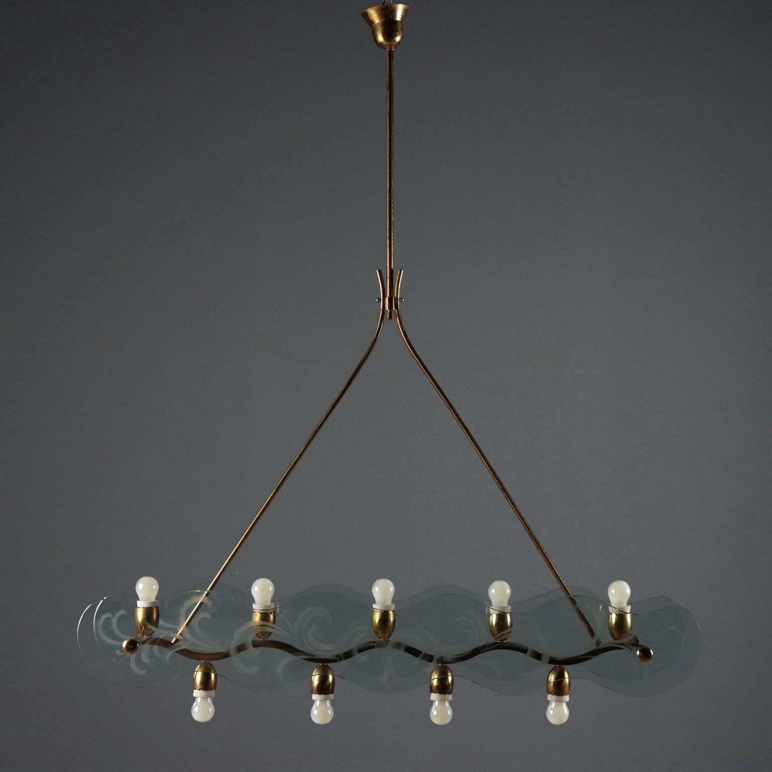 Elegant 1950s Chandelier With Nine Light Points photo Lighting
