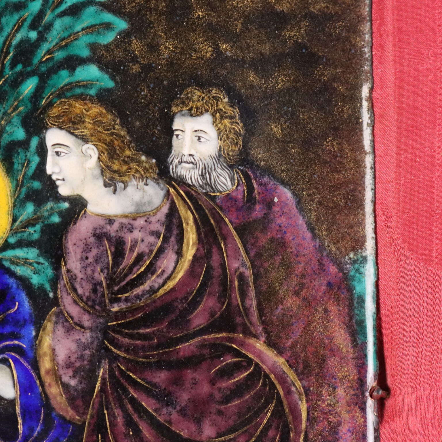 Antique Panel Limoges Enamels On Copper Religious XVII Century photo vinterior